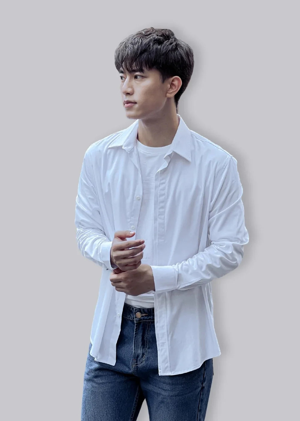 Áo Sơ Mi Tay Dài Vải Hoa Hồng Kháng Khuẩn The CEO 004 Trắng - YaMe.vn