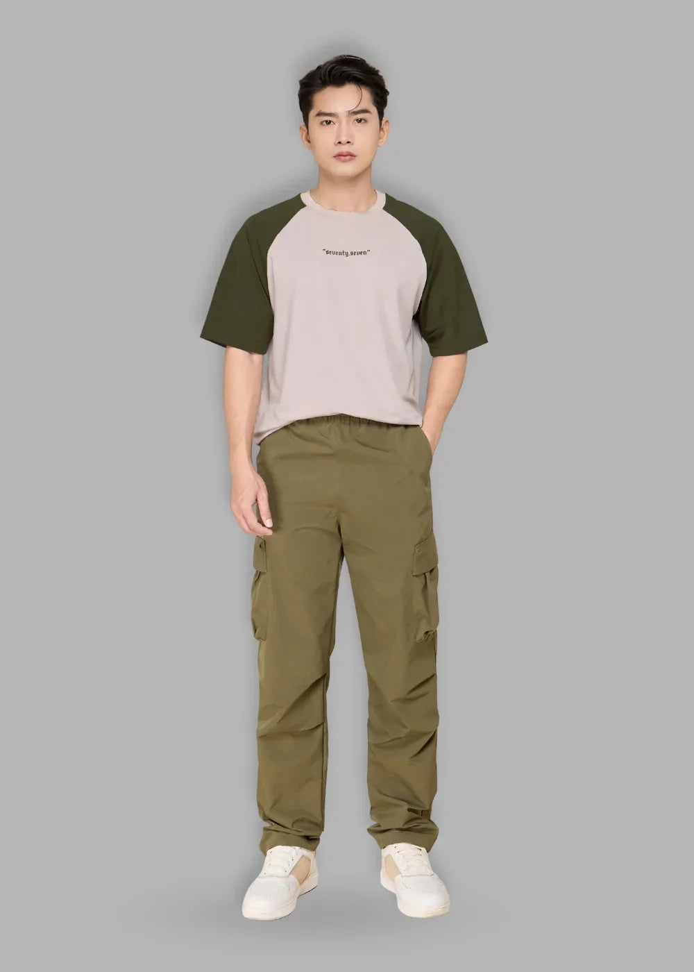 Áo Thun Raglan Phối Màu Seventy Seven 03 Be Xanh Lá - YaMe.vn