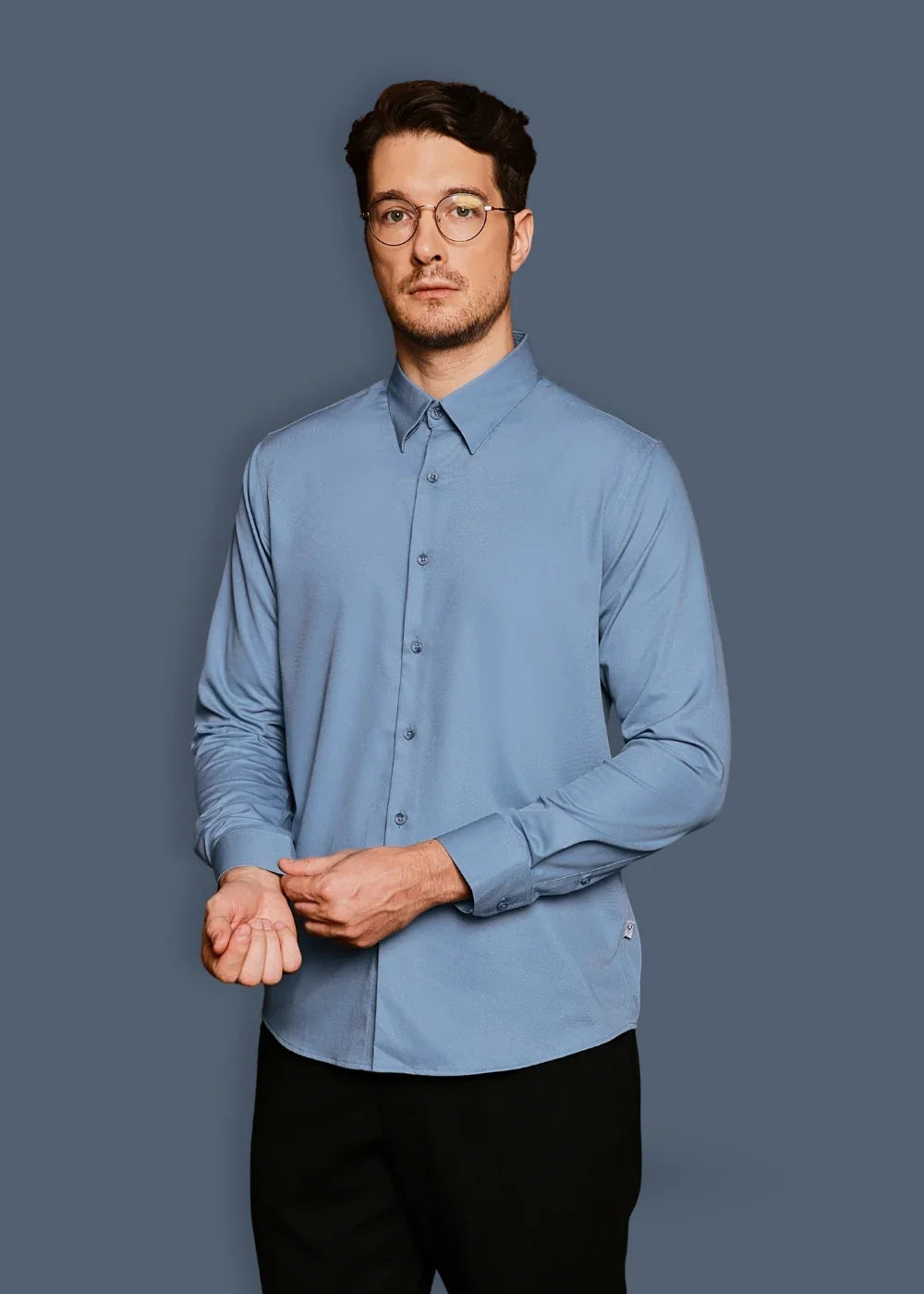 Áo Sơ Mi Tay Dài Vải Ngải Cứu Kháng Khuẩn The CEO 001 Xanh Ngọc Đậm - YaMe.vn