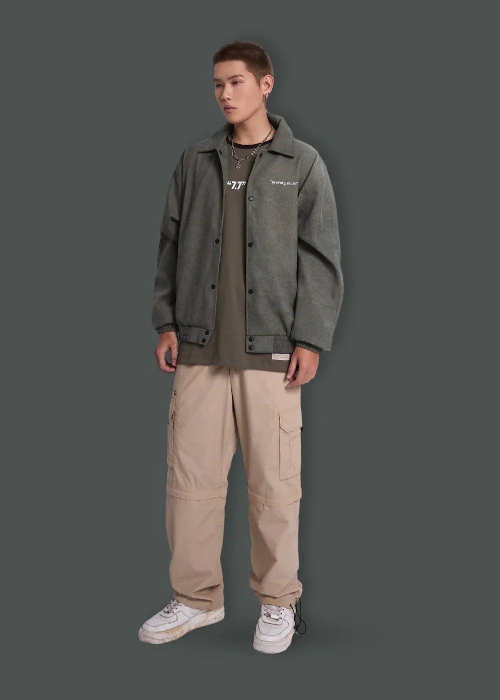 Áo Khoác Kaki Corduroy Ít Nhăn Seventy Seven 37 Xanh Lá Đậm - YaMe.vn