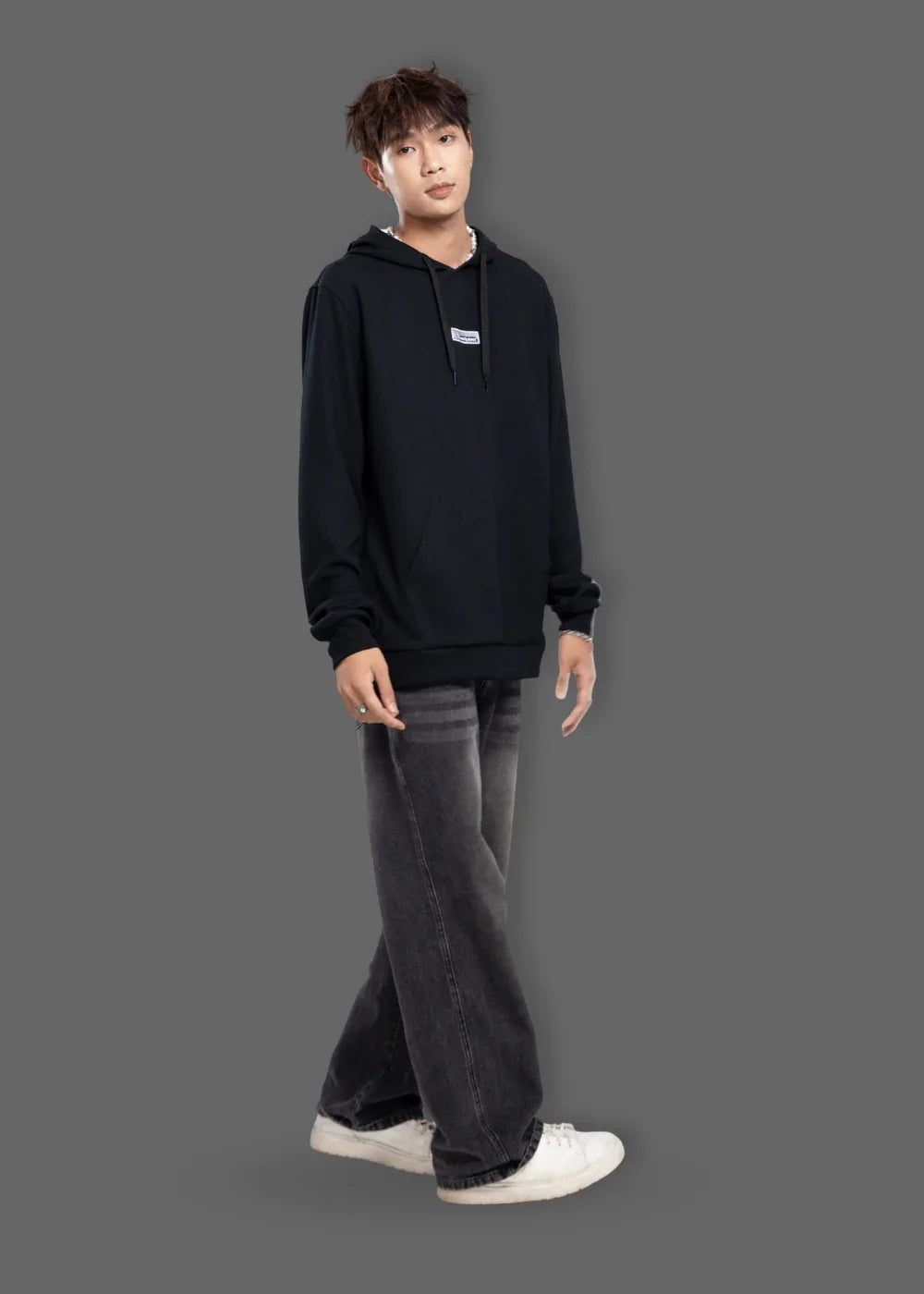 Áo Khoác Hoodie Waffle Thoáng Khí Seventy Seven 39 Đen - YaMe.vn
