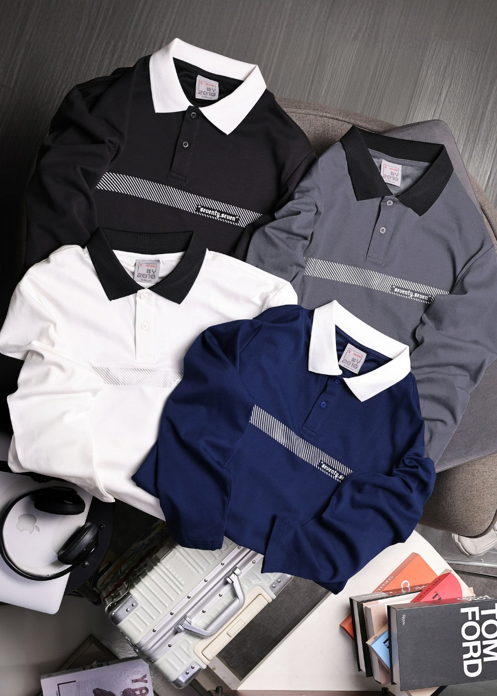 Áo Polo Tay Dài Seventy Seven 20 Xanh Đen