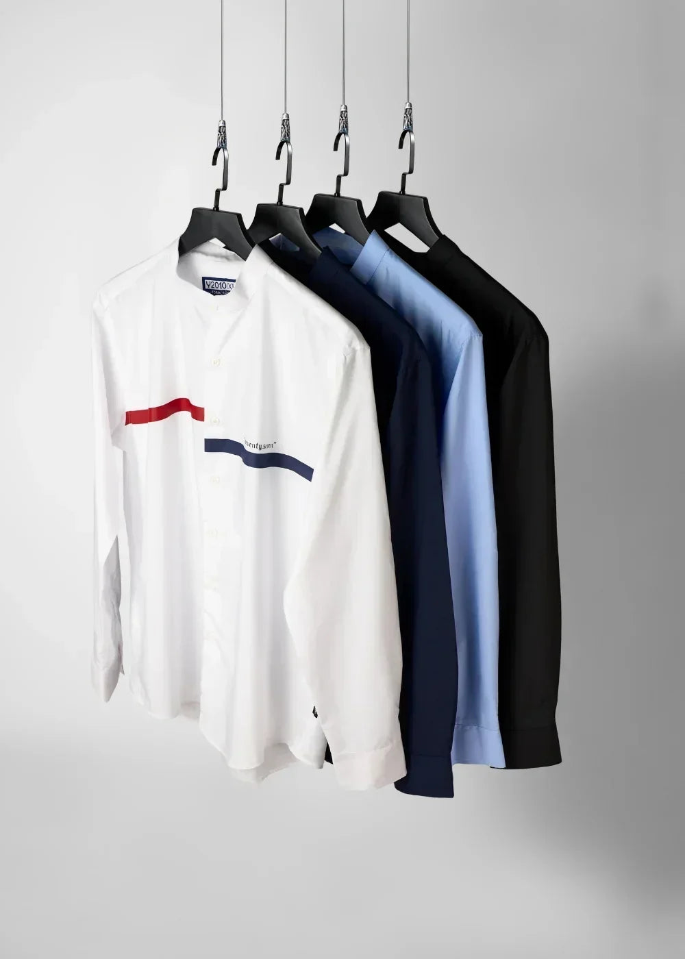 Áo Sơ Mi Cổ Trụ Tay Dài Vải Modal Mềm Mịn Seventy Seven 26 Xanh Dương Đậm - YaMe.vn