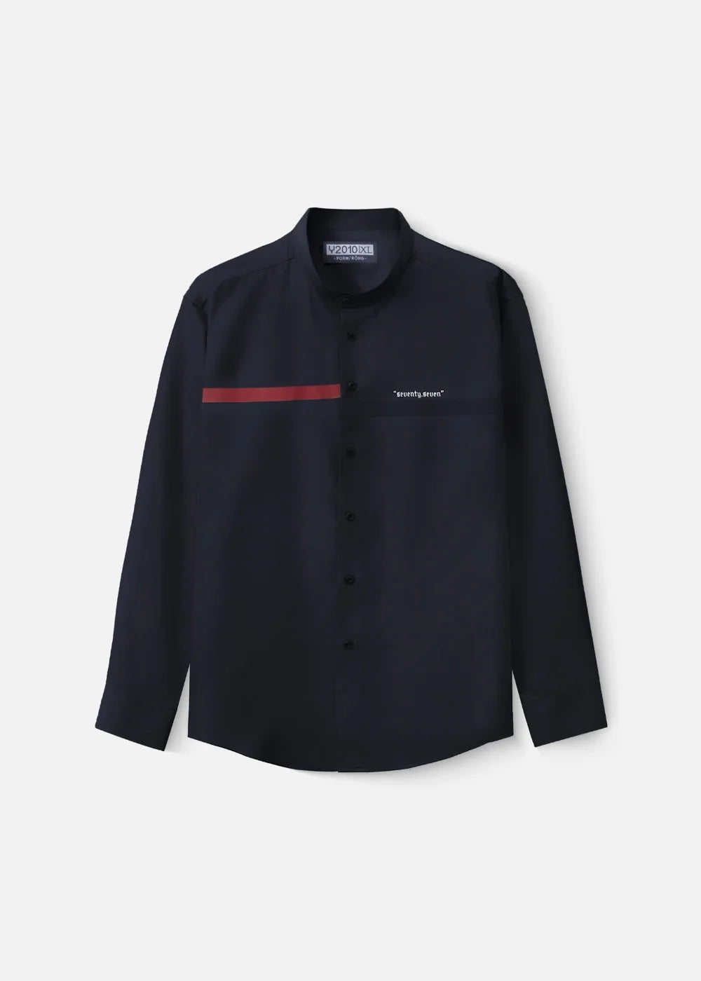 Áo Sơ Mi Cổ Trụ Tay Dài Vải Modal Mềm Mịn Seventy Seven 26 Xanh Dương Đậm - YaMe.vn