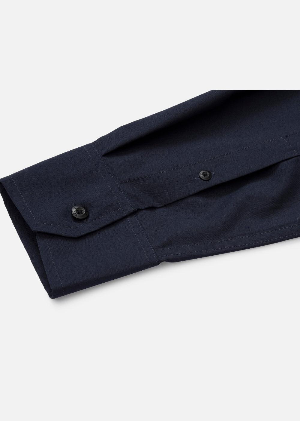 Áo Sơ Mi Cổ Trụ Tay Dài Vải Modal Mềm Mịn Seventy Seven 26 Xanh Dương Đậm - YaMe.vn