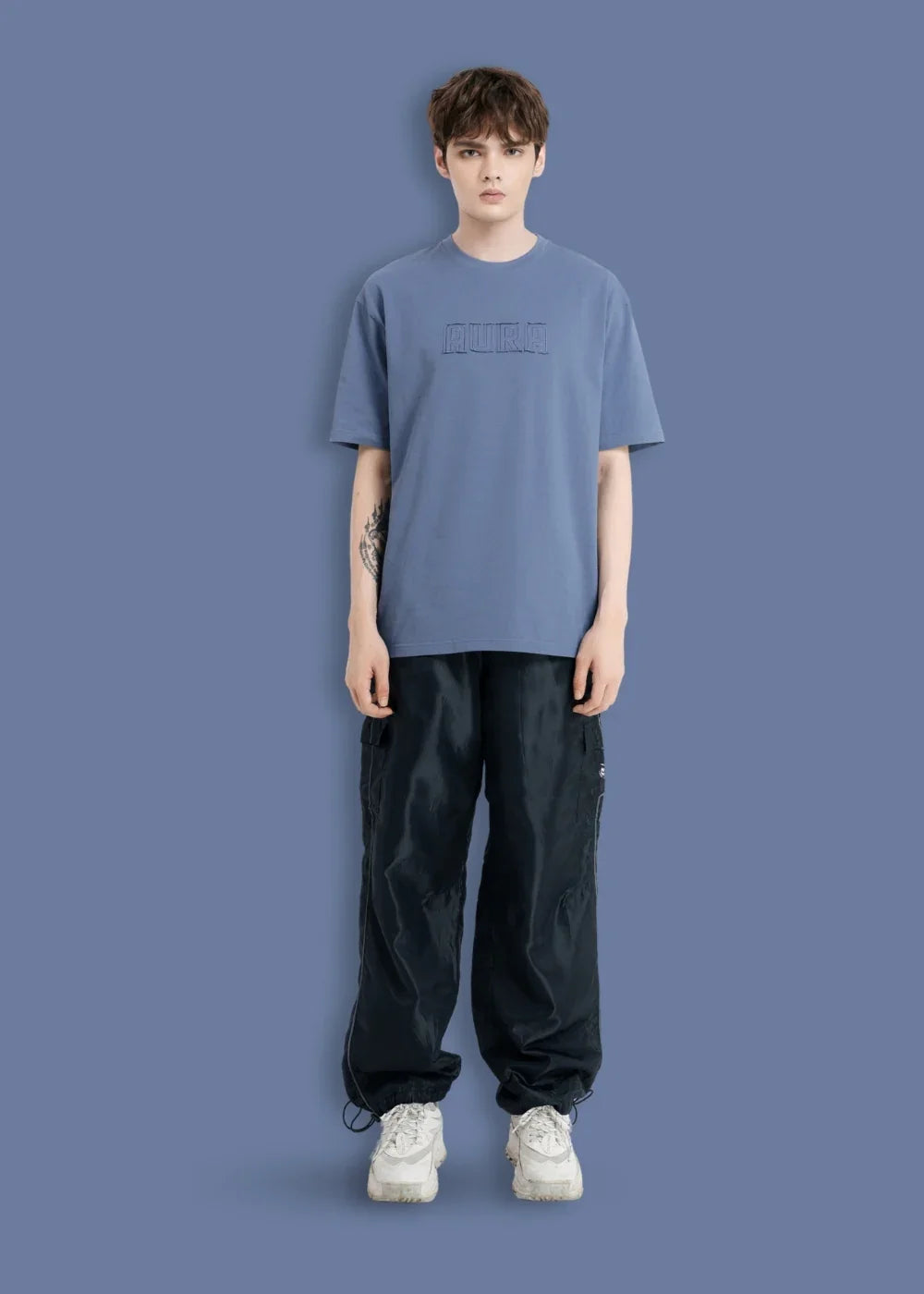 Áo Thun Aura Cotton Mềm Mại No Style M13 Xanh Dương Nhạt - YaMe.vn