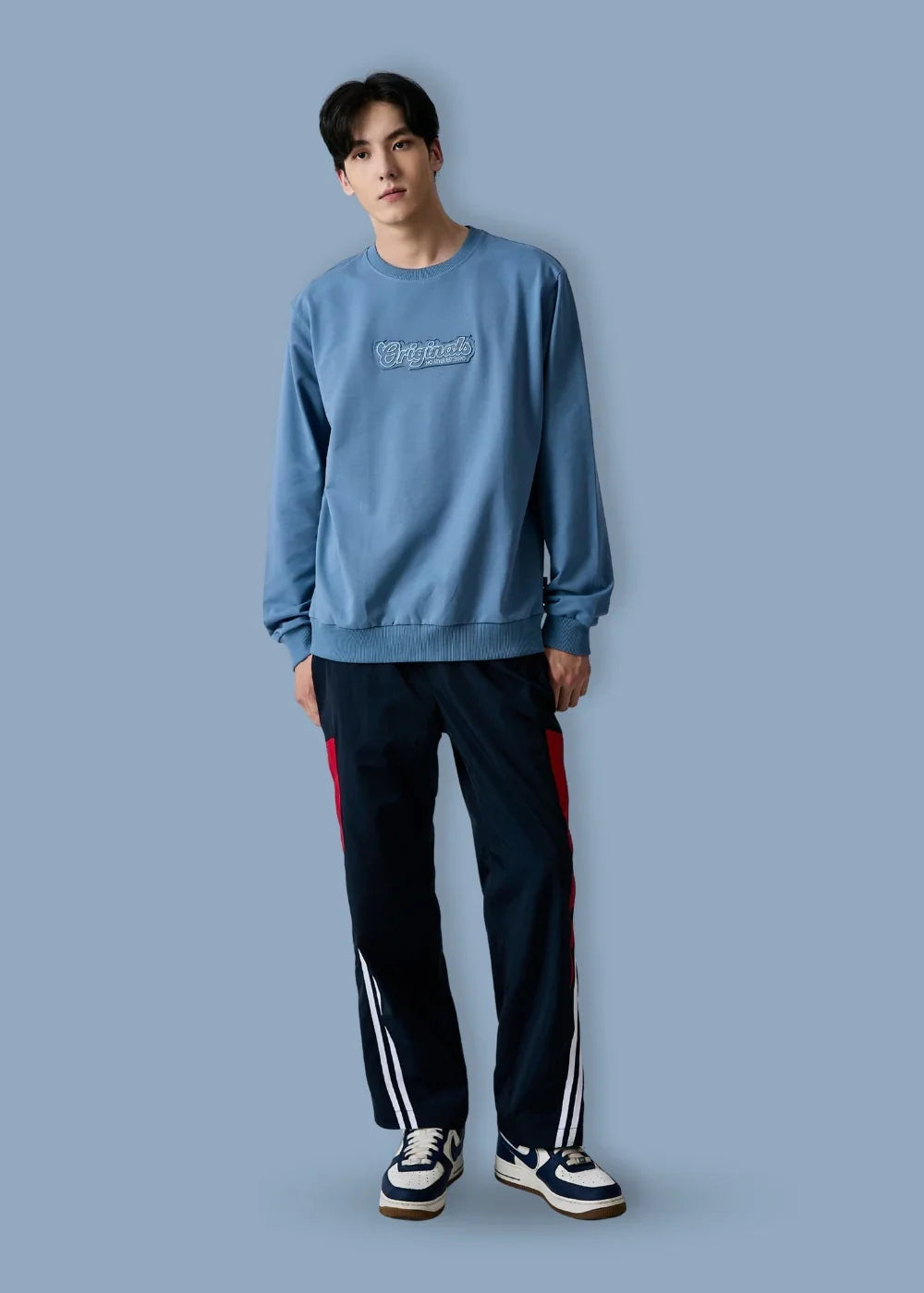 Áo Thun Sweater Cotton Co Giãn No Style M19 Xanh Dương Nhạt - YaMe.vn