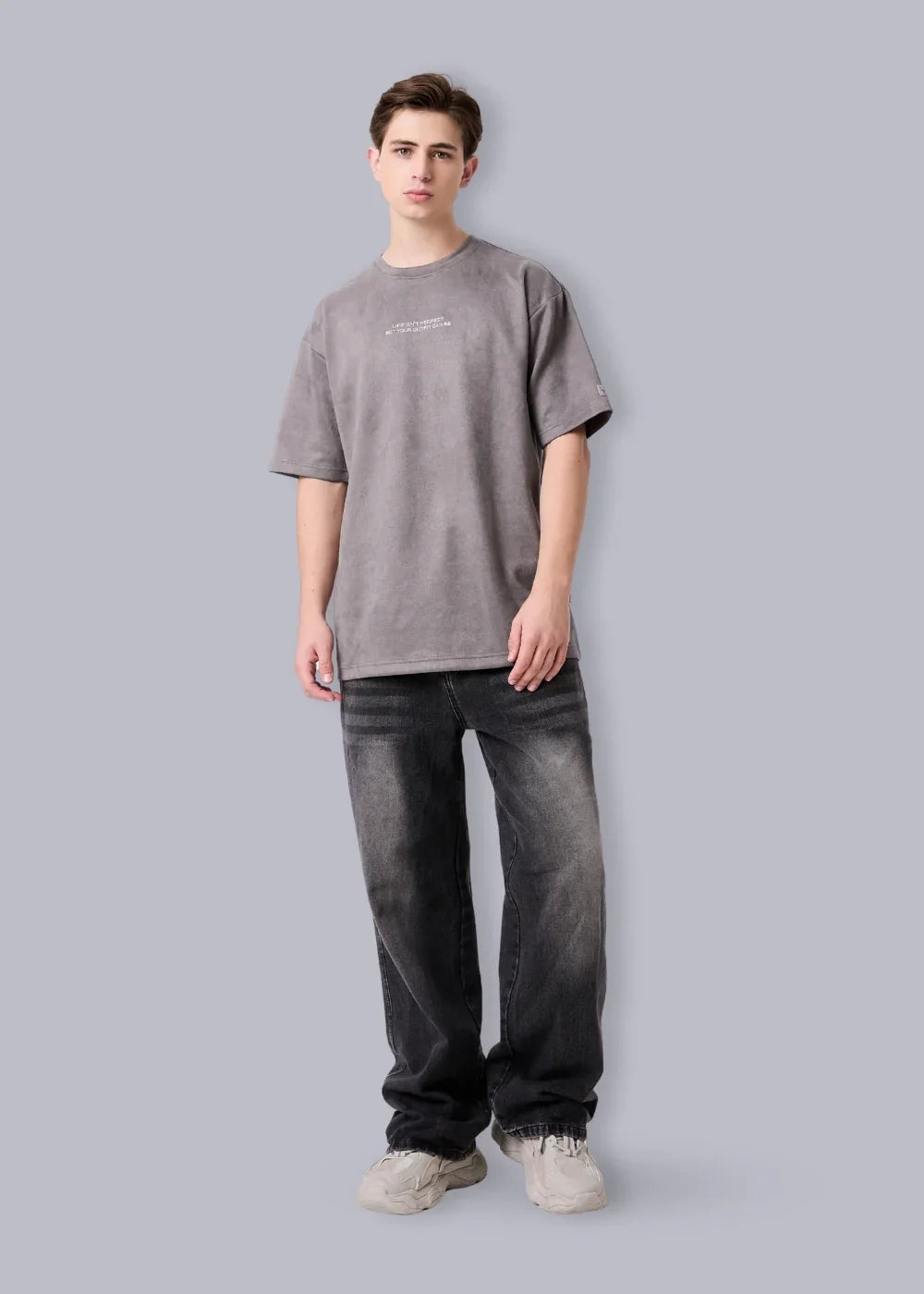 Áo Thun Suede Mềm Mịn The Weekend 014 Xám Đậm - YaMe.vn