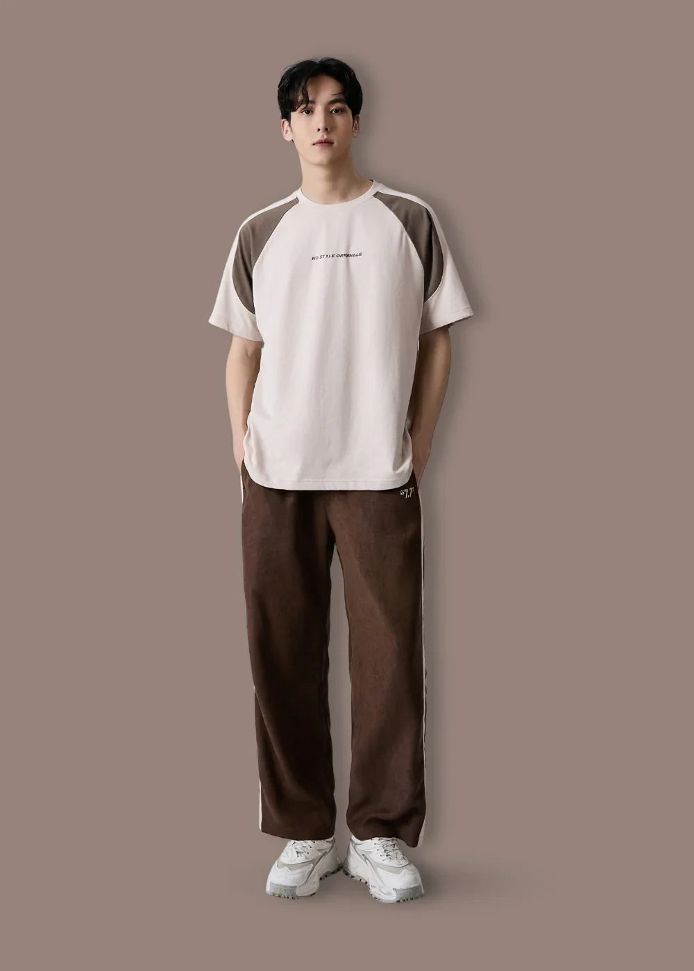 Áo Thun Raglan Cotton Phối Màu No Style M5 Be Nâu - YaMe.vn