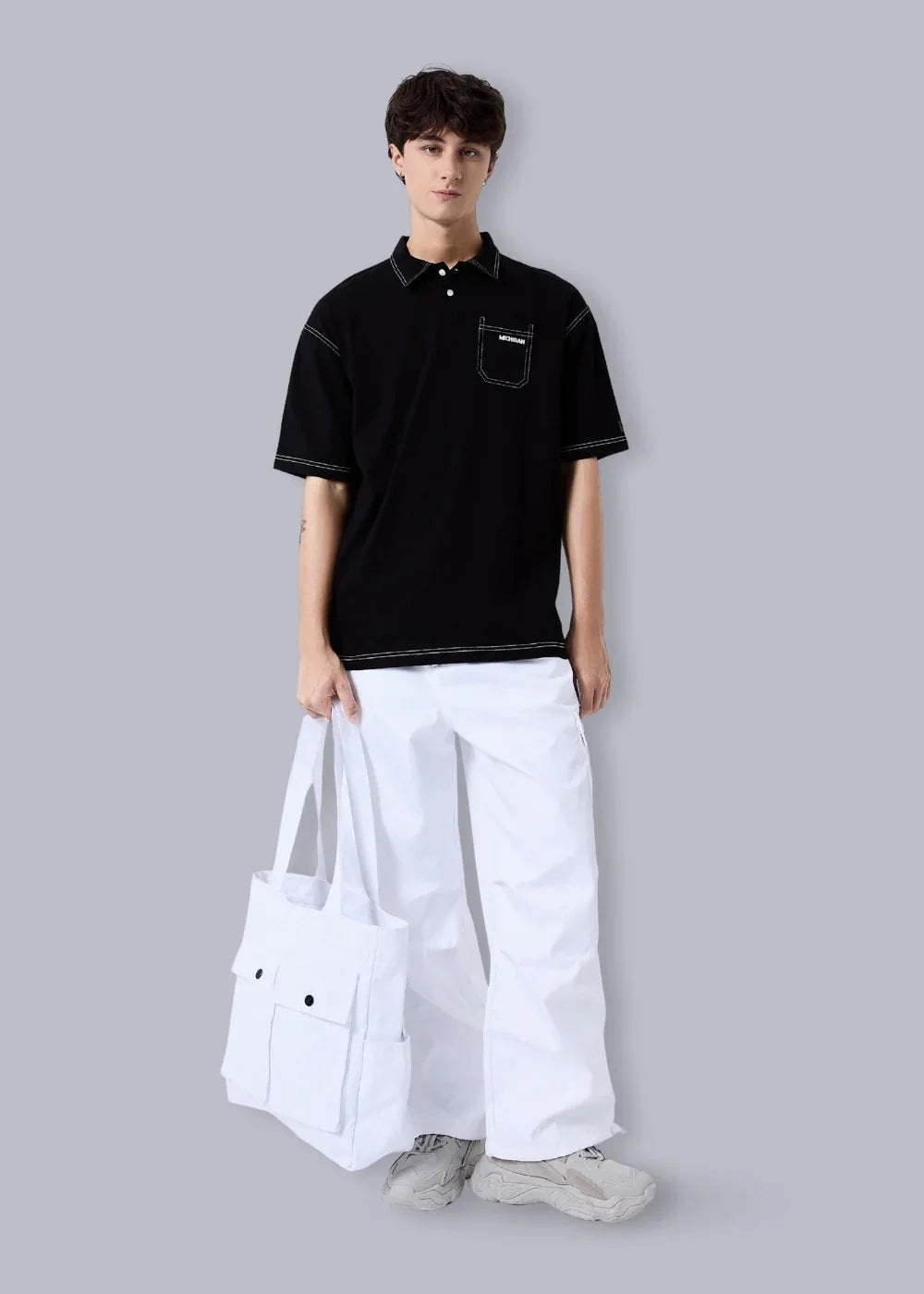 Áo Polo Cotton Thoáng Khí No Style M27 Đen - YaMe.vn