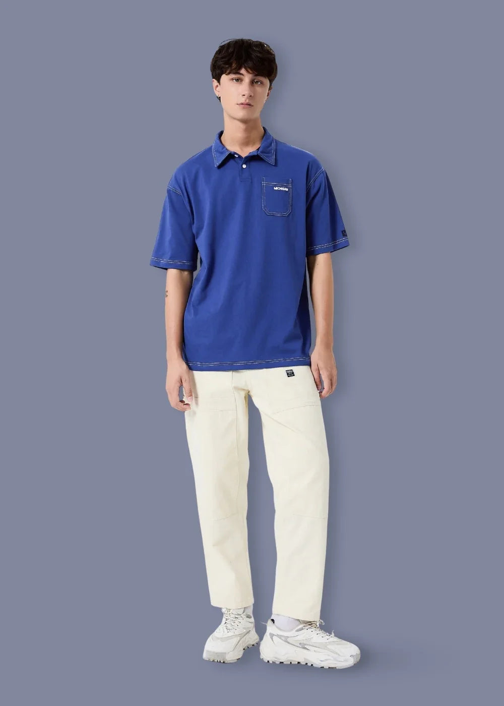 Áo Polo Cotton Thoáng Khí No Style M27 Xanh Dương Đậm - YaMe.vn