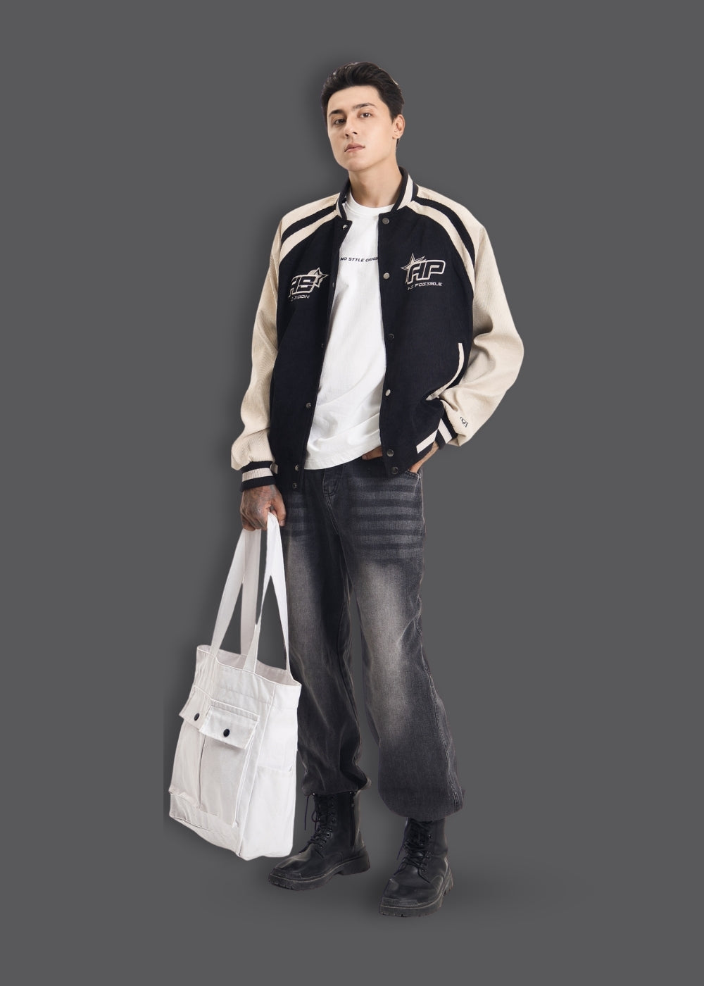Áo Khoác Bomber Corduroy Mềm Mịn No Style M42 Đen