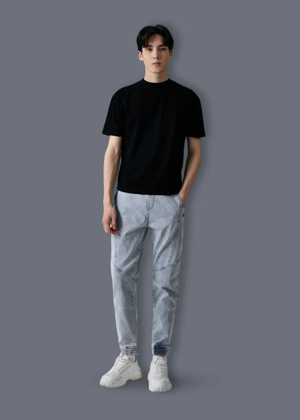 Quần Jeans Jogger Co Giãn The Original M102 Xám Nhạt - YaMe.vn
