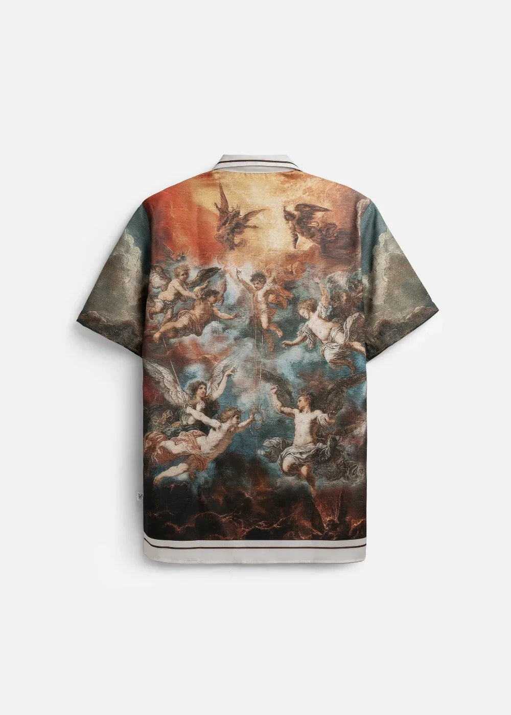 Áo Sơ Cuban Mi Tay Ngắn Họa Tiết No Style 74 Trắng Xanh Dương - YaMe.vn