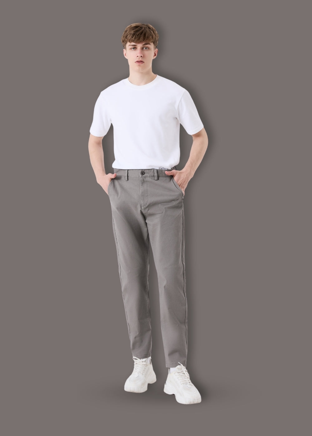 Quần Kaki Chinos Co Giãn Thoáng Mát The Minimalist 011 Xám