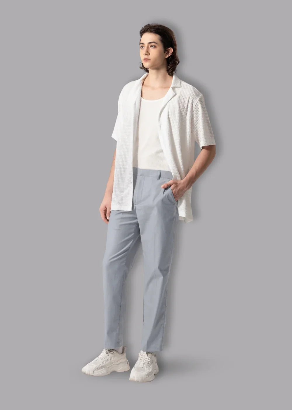 Quần Tây Casual Mềm Mại Non-Iron 010 Xám Nhạt - YaMe.vn