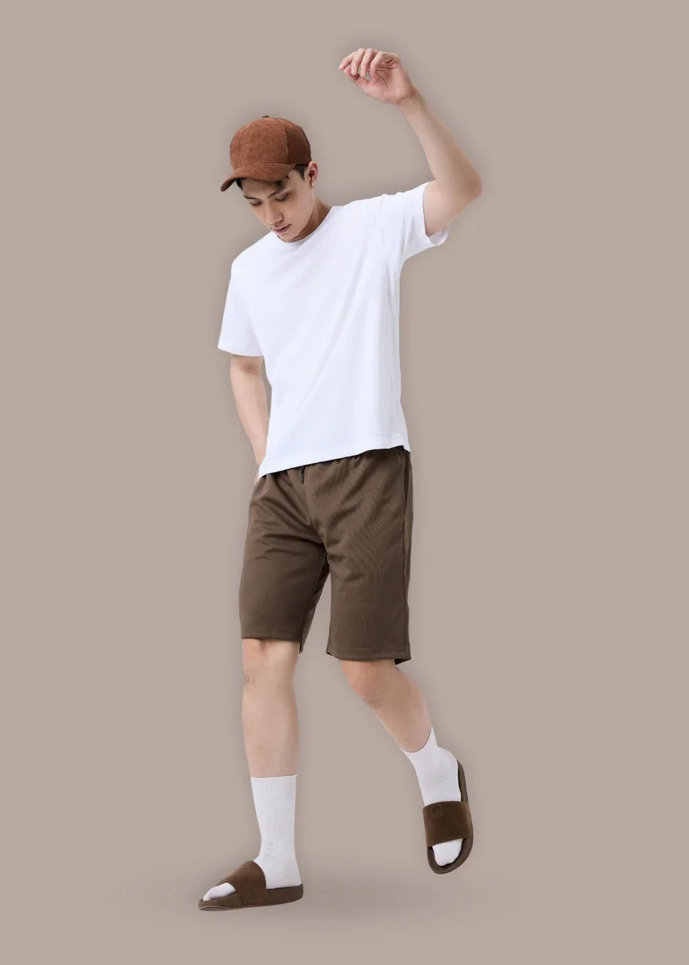 Quần Short Thun 9 Inch Thoáng Mát Non Branded 05 Nâu - YaMe.vn