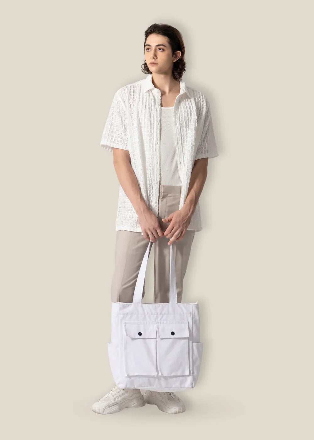 Áo Sơ Mi Họa Tiết Nổi Thoáng Mát No Style M146 Trắng - YaMe.vn