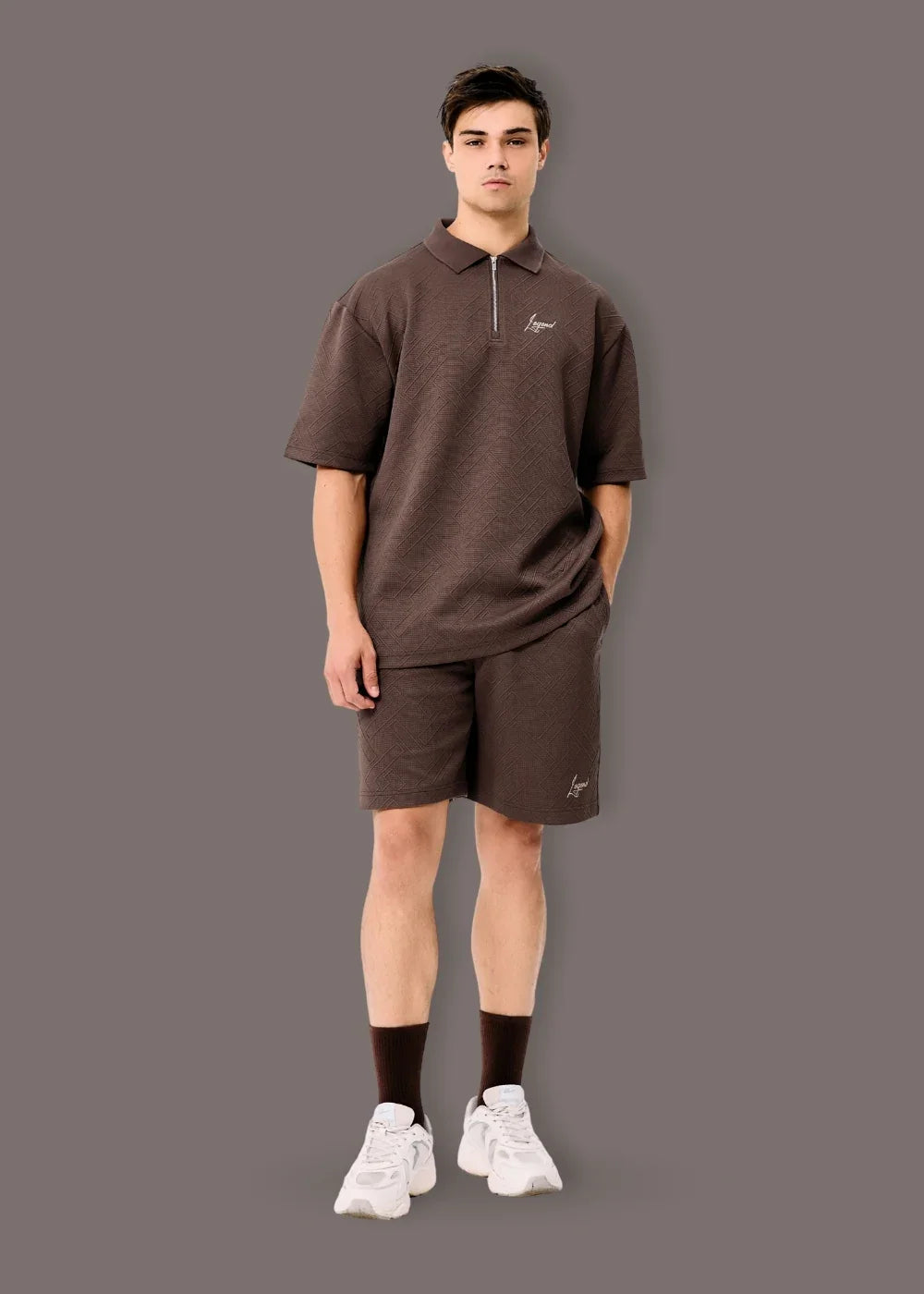 Áo Polo Cổ Khóa Kéo No Style M128 Nâu Đậm - YaMe.vn