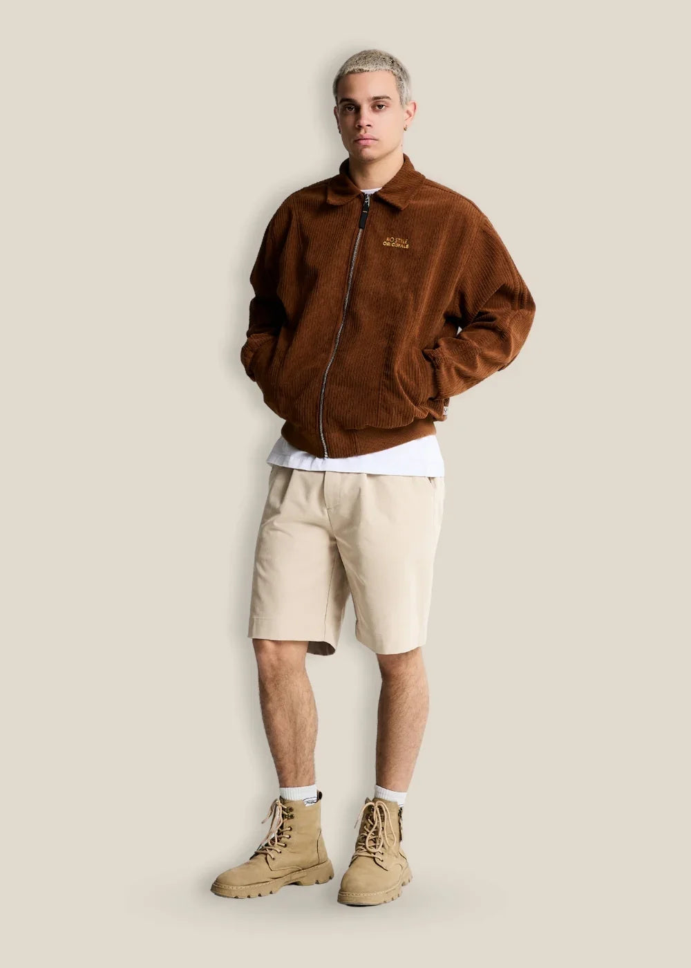 Quần Short Kaki 7 Inch Kháng Khuẩn No Style M93 Nâu Nhạt - YaMe.vn