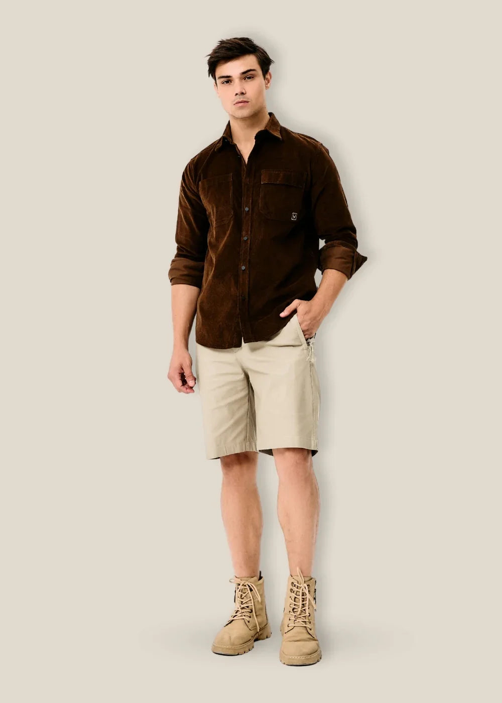 Quần Short Kaki 7 Inch Co Giãn No Style M92 Nâu - YaMe.vn