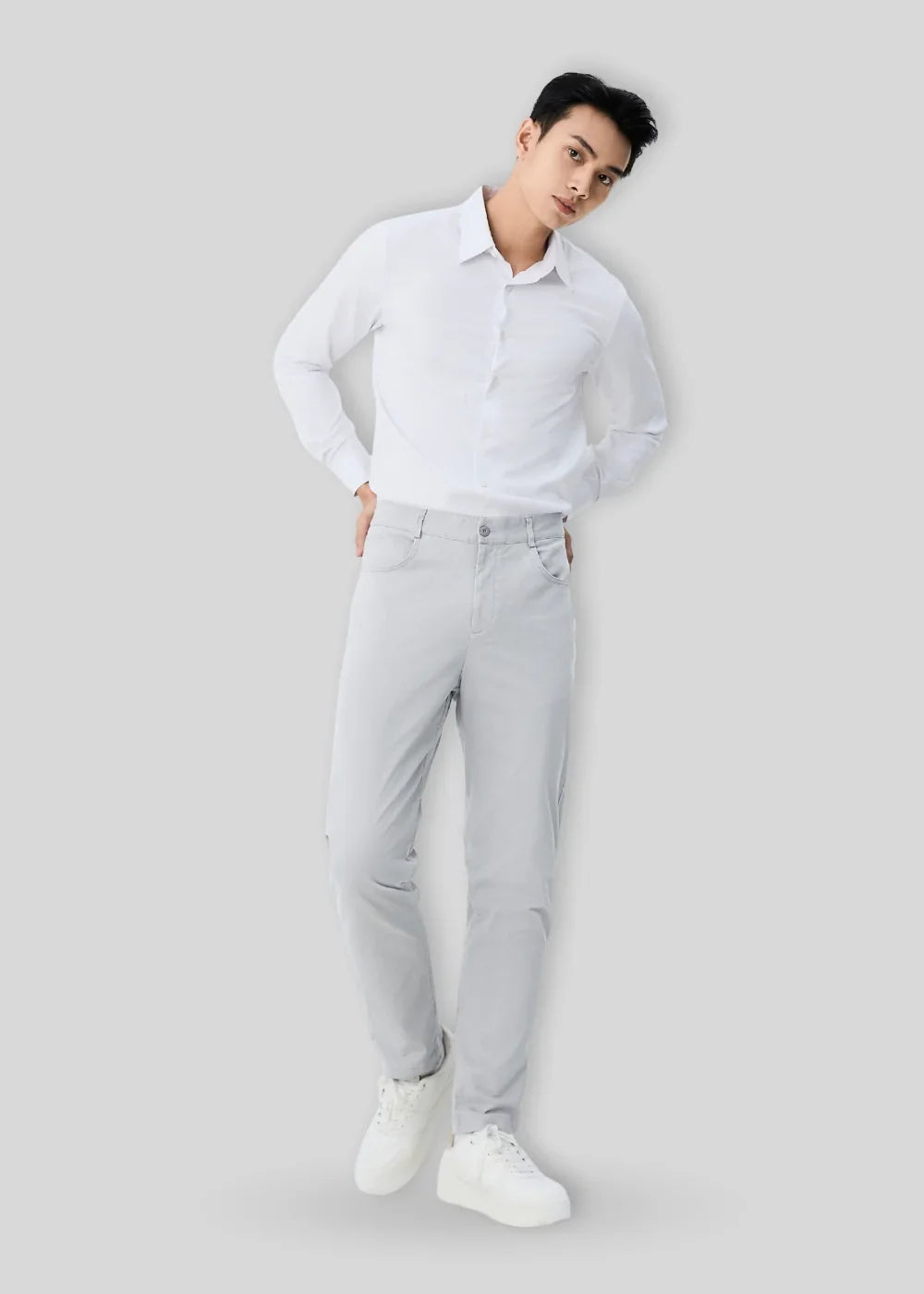 Quần Kaki Chinos Co Giãn Non Branded 32 Xám - YaMe.vn