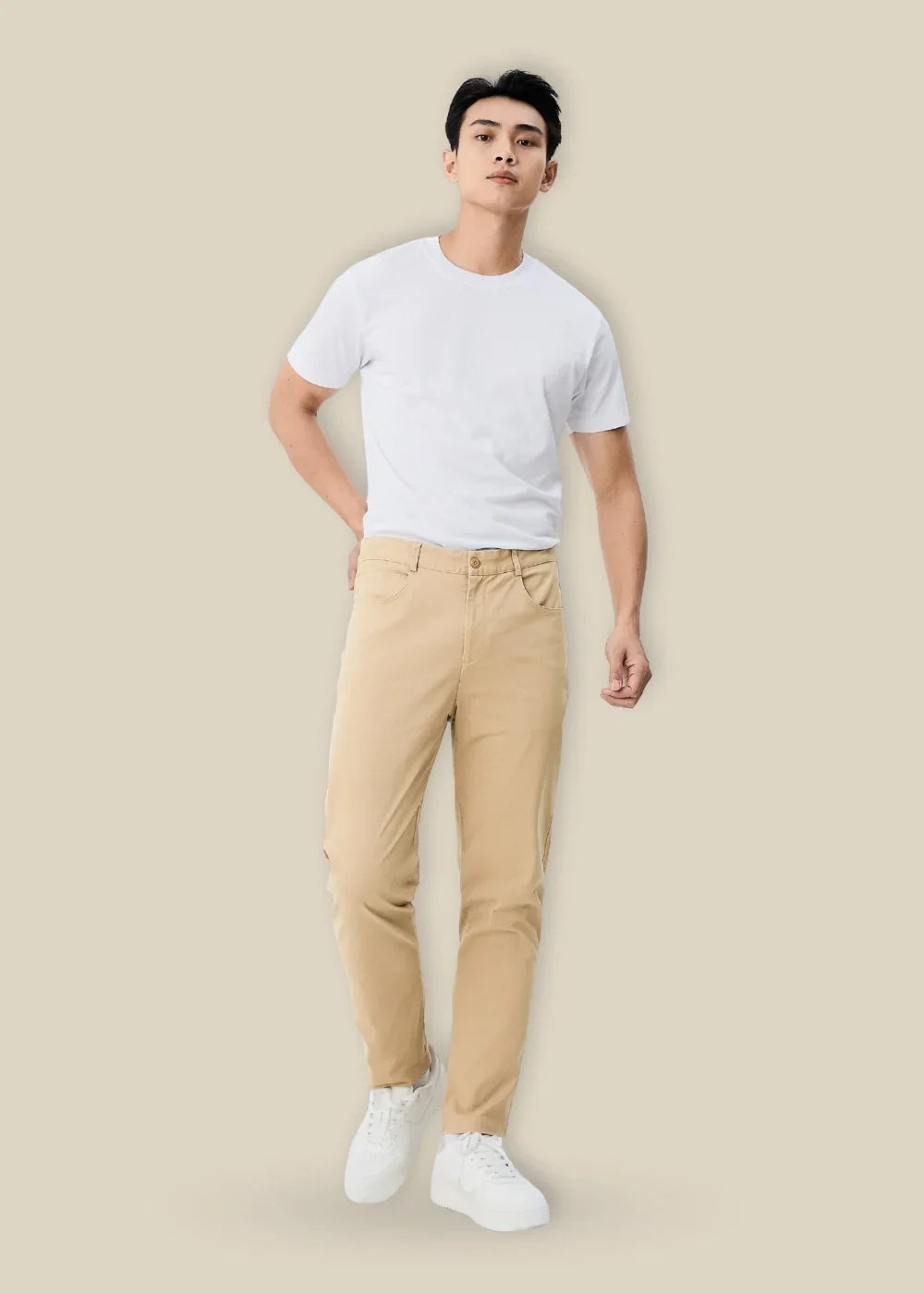 Quần Kaki Chinos Co Giãn Non Branded 32 Nâu Nhạt - YaMe.vn