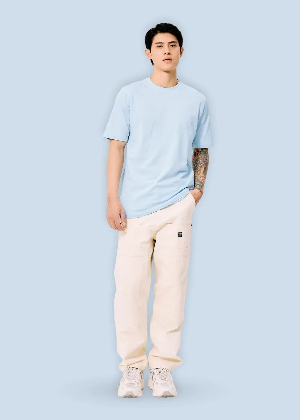 Áo Thun Cotton Wash Siêu Mềm Non Branded 39 Xanh Dương Nhạt - YaMe.vn