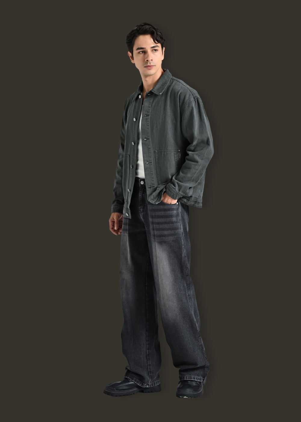 Áo Khoác Jean Cotton Bền Đứng Phom Multi-Color Jean 023 Xanh Rêu