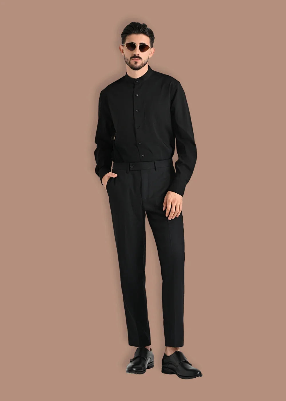 Áo Sơ Mi Tay Dài Slubbed Bamboo The CEO 009 Đen - YaMe.vn