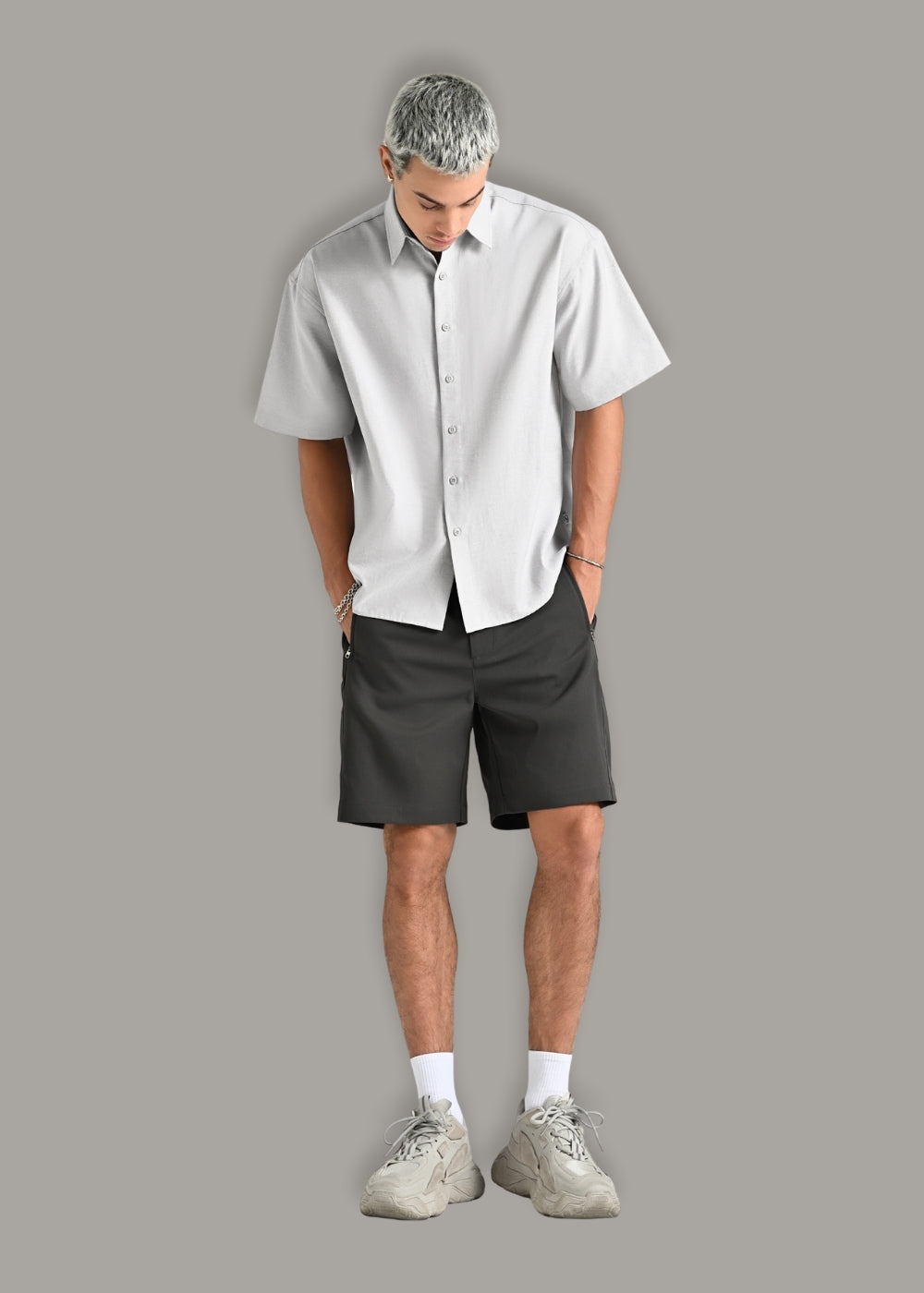 Quần short Kaki Túi Khóa Kéo The Weekend 22 Xám Đậm