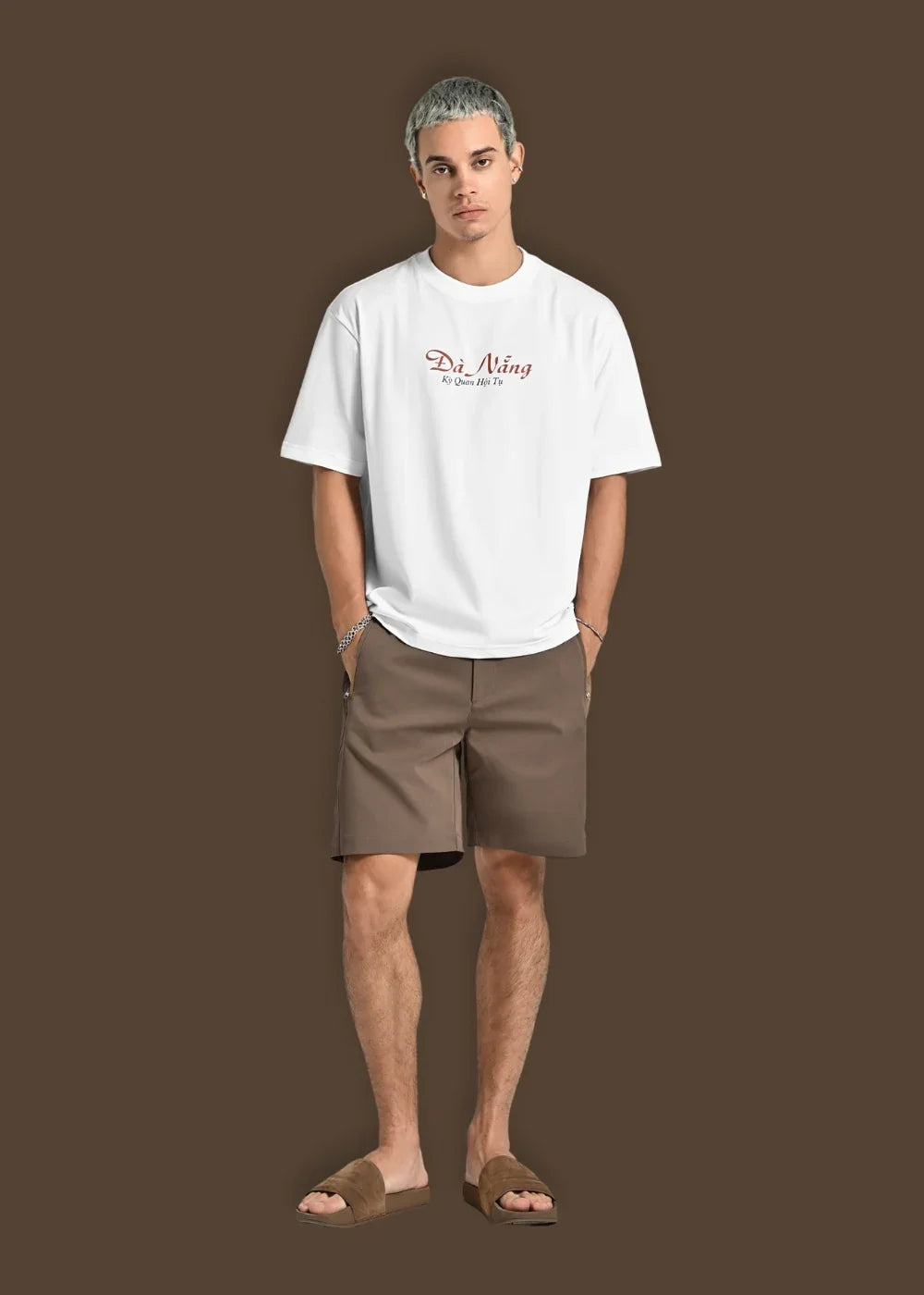 Quần short Kaki Túi Khóa Kéo The Weekend 22 Nâu - YaMe.vn