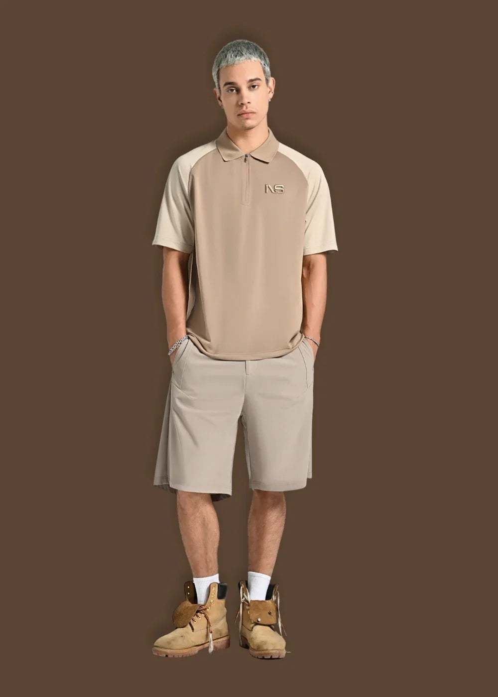 Quần Short Dù Co Giãn The Weekend 019 Nâu Nhạt - YaMe.vn