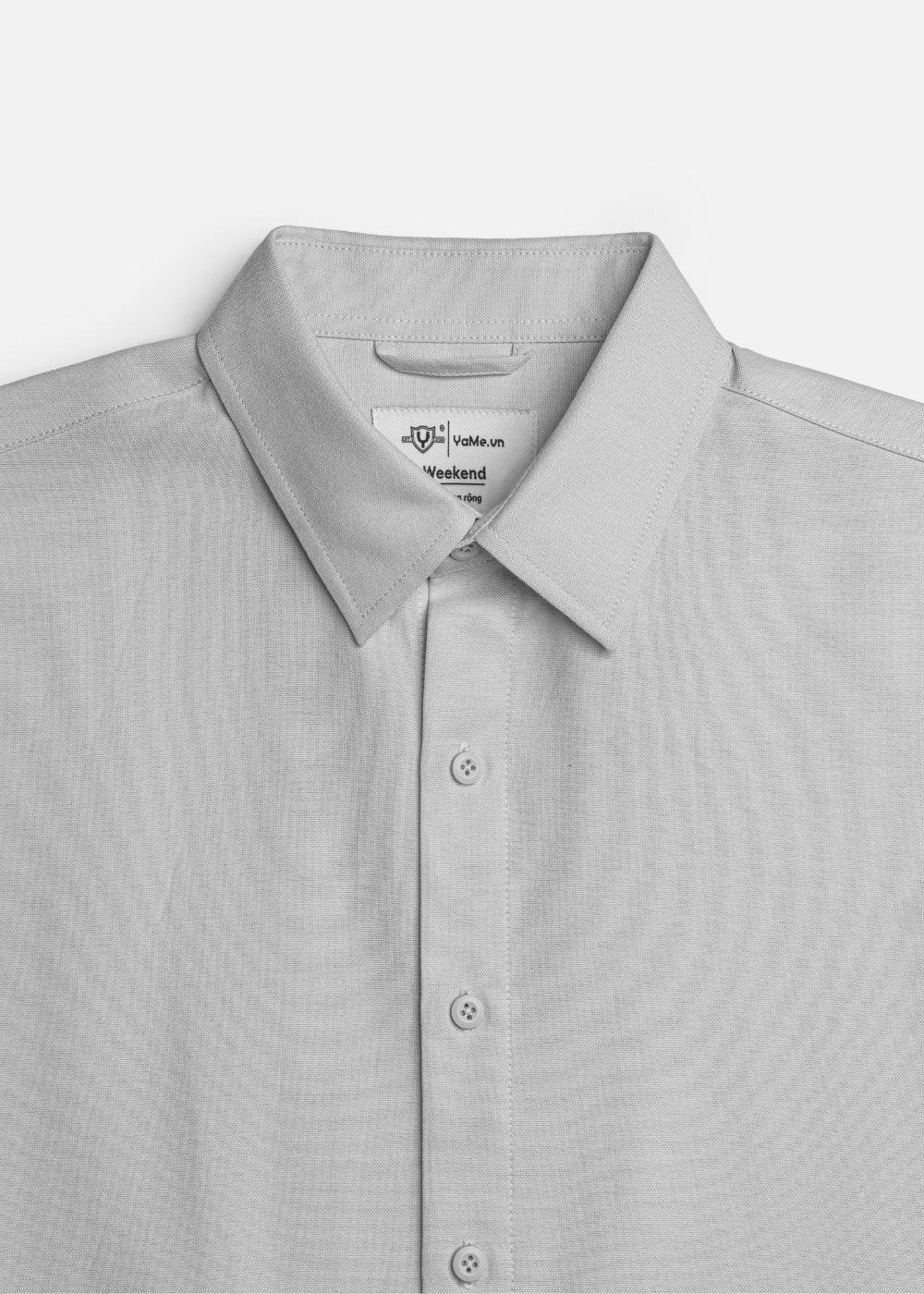 Áo Sơ Mi Tay Ngắn Thoáng Khí Ít Nhăn The Weekend 029 Xám - YaMe.vn