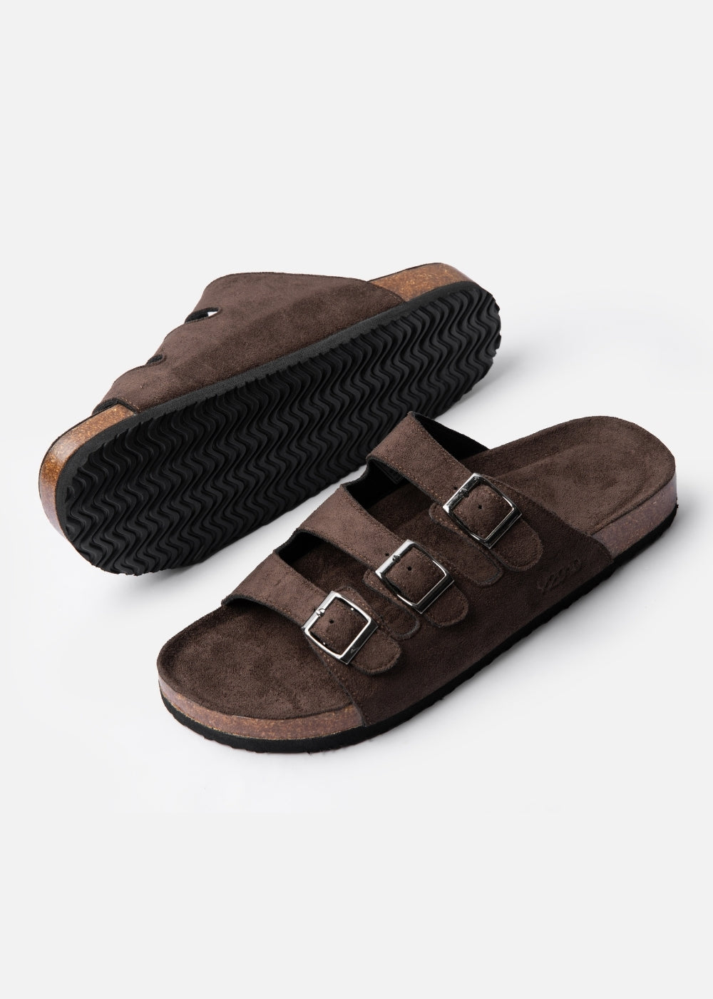 Dép Đế Trấu Multi-strap Slides Vải Giả Da Mềm #Y2010 A006 Nâu Đậm