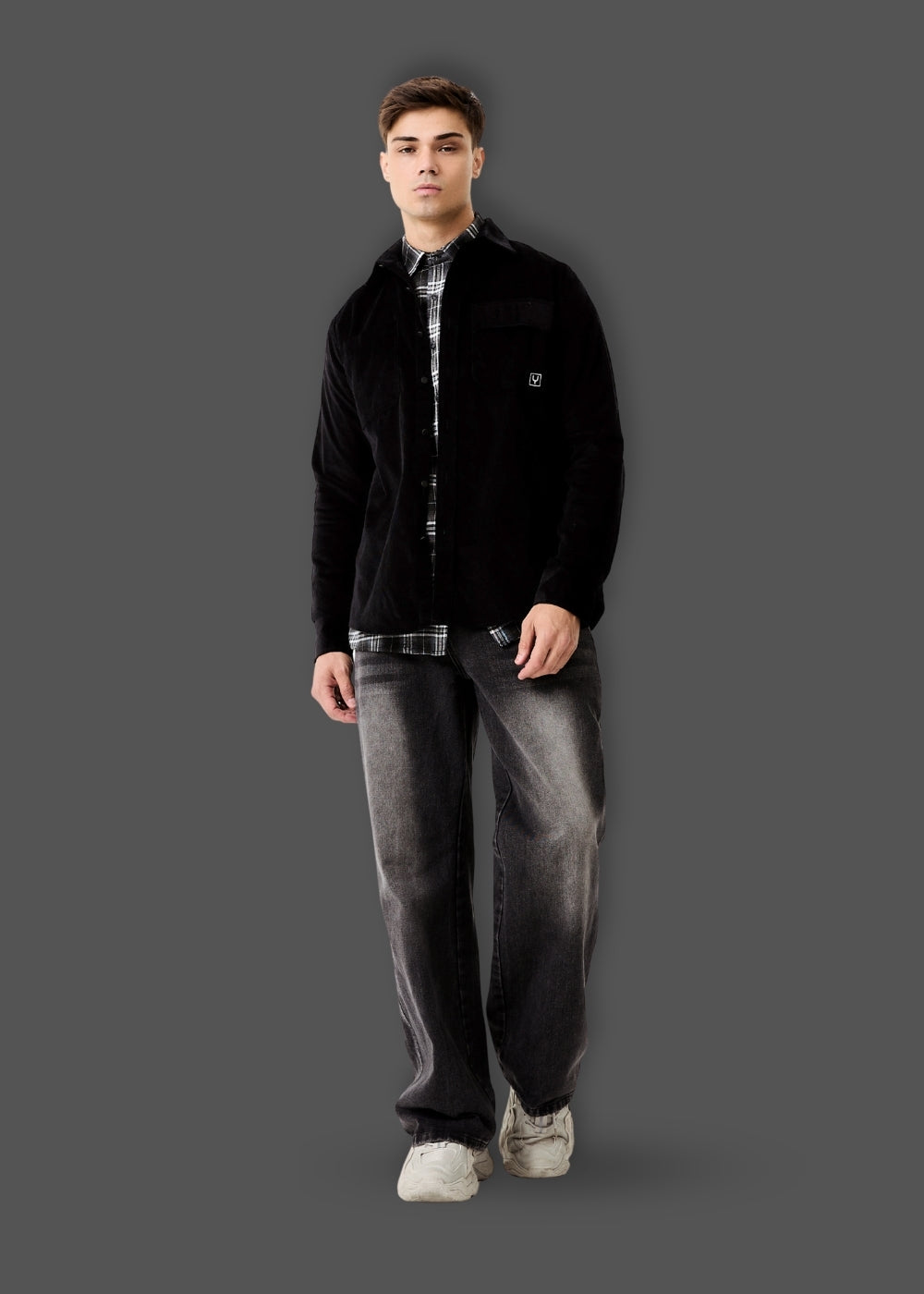 Áo Sơ Mi Tay Dài Vải Corduroy Ít Nhăn No Style M65 Đen