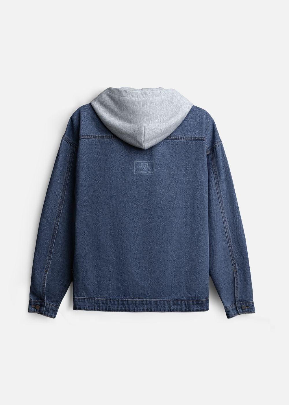 Áo Khoác Jean Phối Nón The Original 039 Xanh Dương Đậm - YaMe.vn