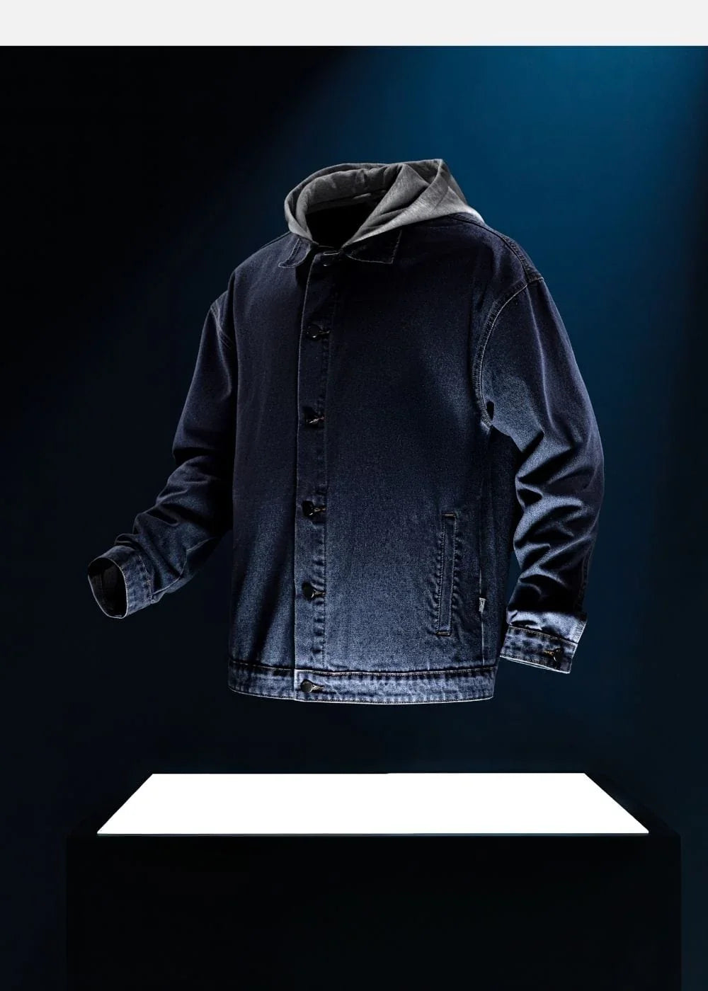 Áo Khoác Jean Phối Nón The Original 039 Xanh Dương Đậm - YaMe.vn