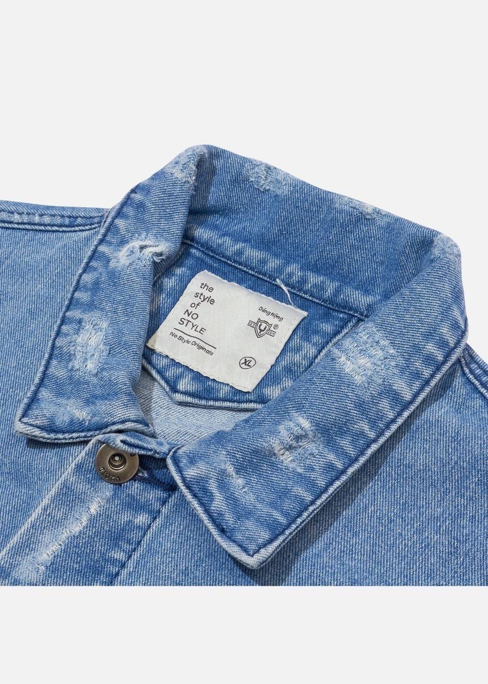 Áo Khoác Jeans Wash Rách The Original M069 Xanh Dương - YaMe.vn