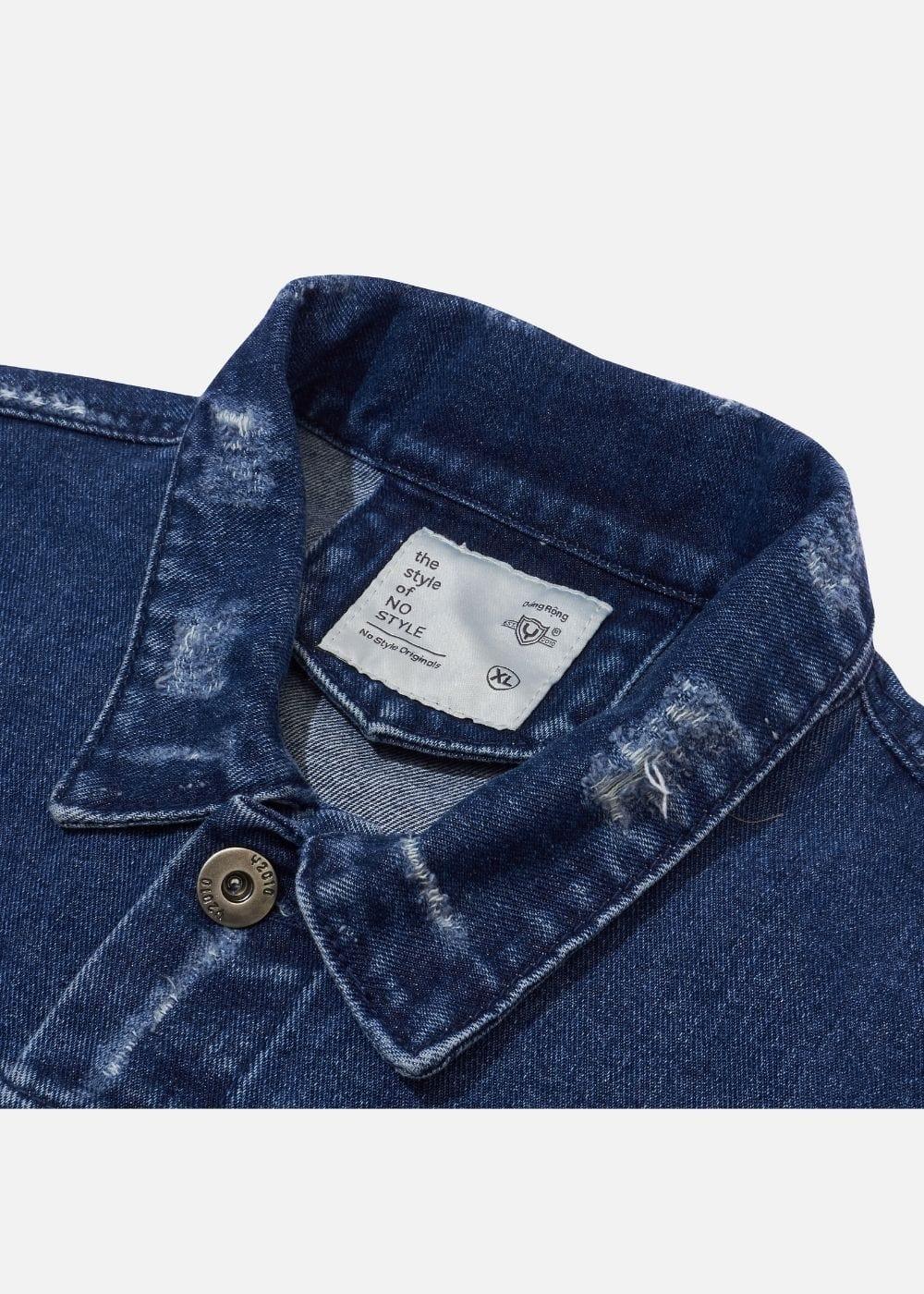 Áo Khoác Jeans Wash Rách The Original M069 Xanh Dương Đậm - YaMe.vn