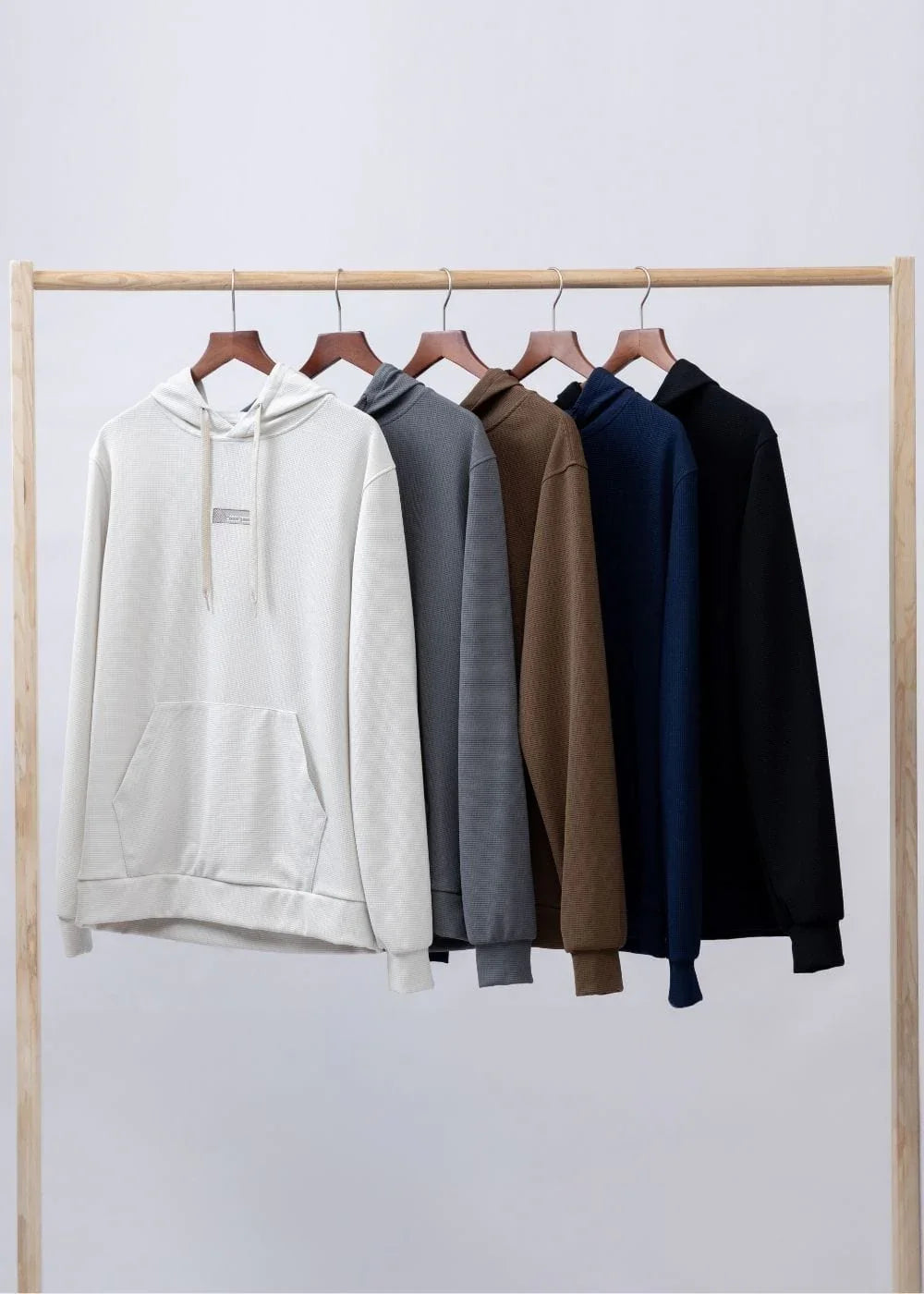 Áo Khoác Hoodie Waffle Thoáng Khí Seventy Seven 39 Đen - YaMe.vn