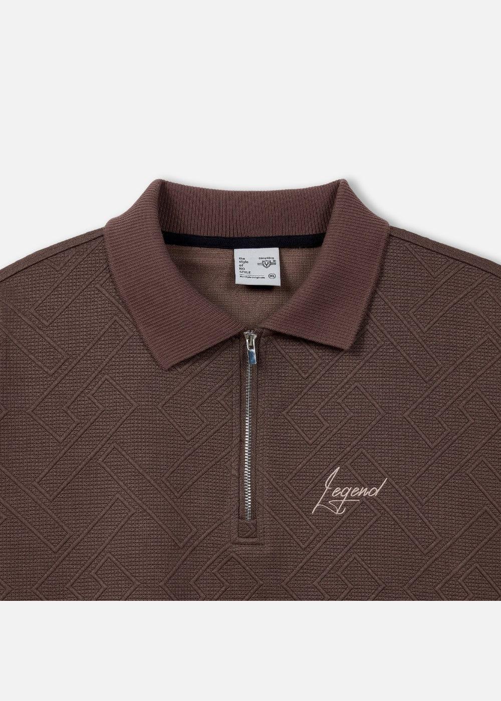 Áo Polo Cổ Khóa Kéo No Style M128 Nâu Đậm - YaMe.vn