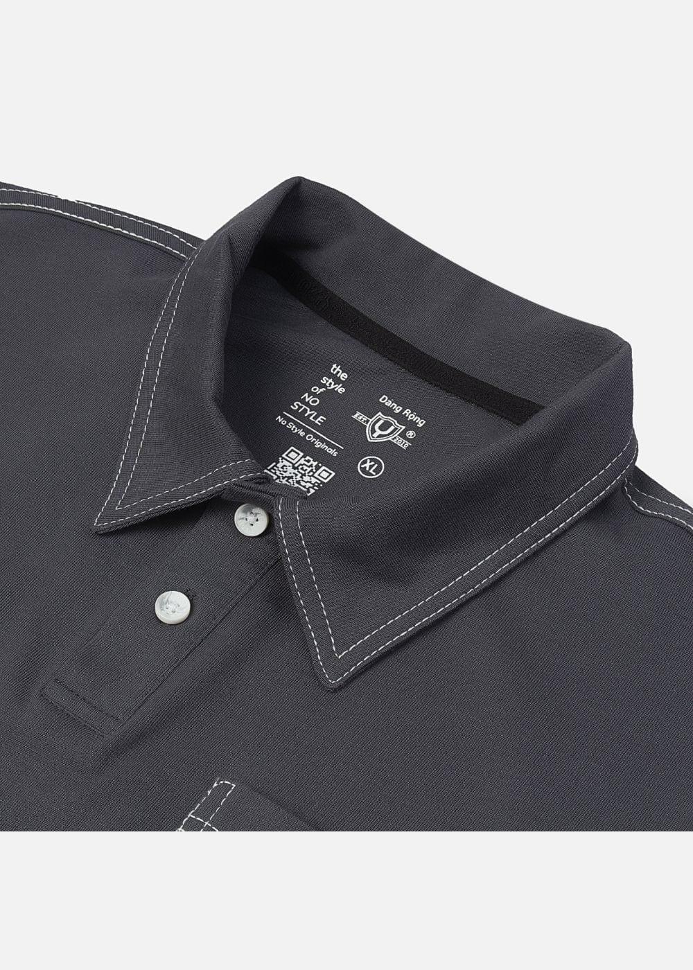 Áo Polo Cotton Thoáng Khí No Style M27 Xám Đậm - YaMe.vn