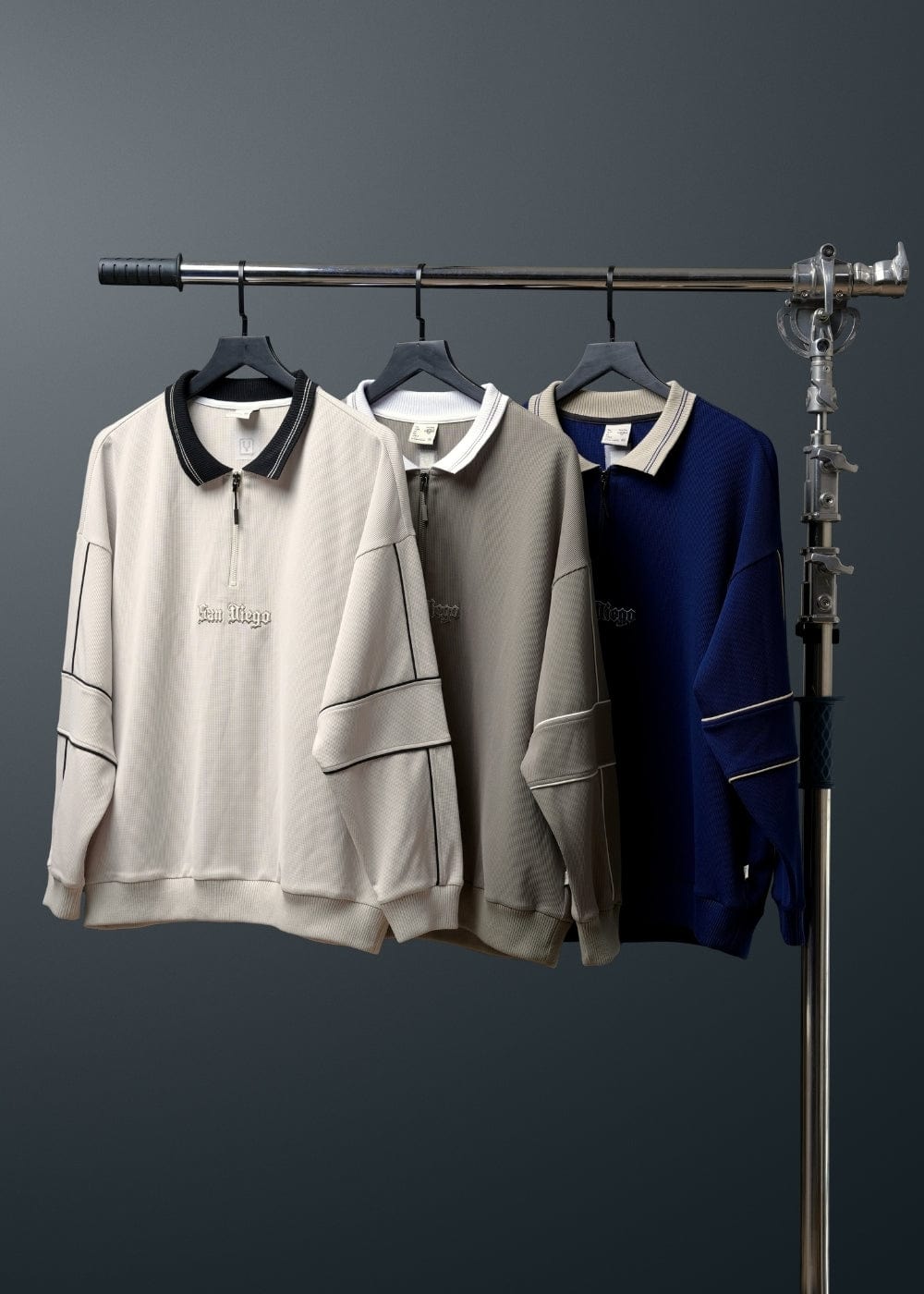 Áo Thun Tay Dài Áo Polo Sweater Cổ Khóa Kéo No Style M41 Xám