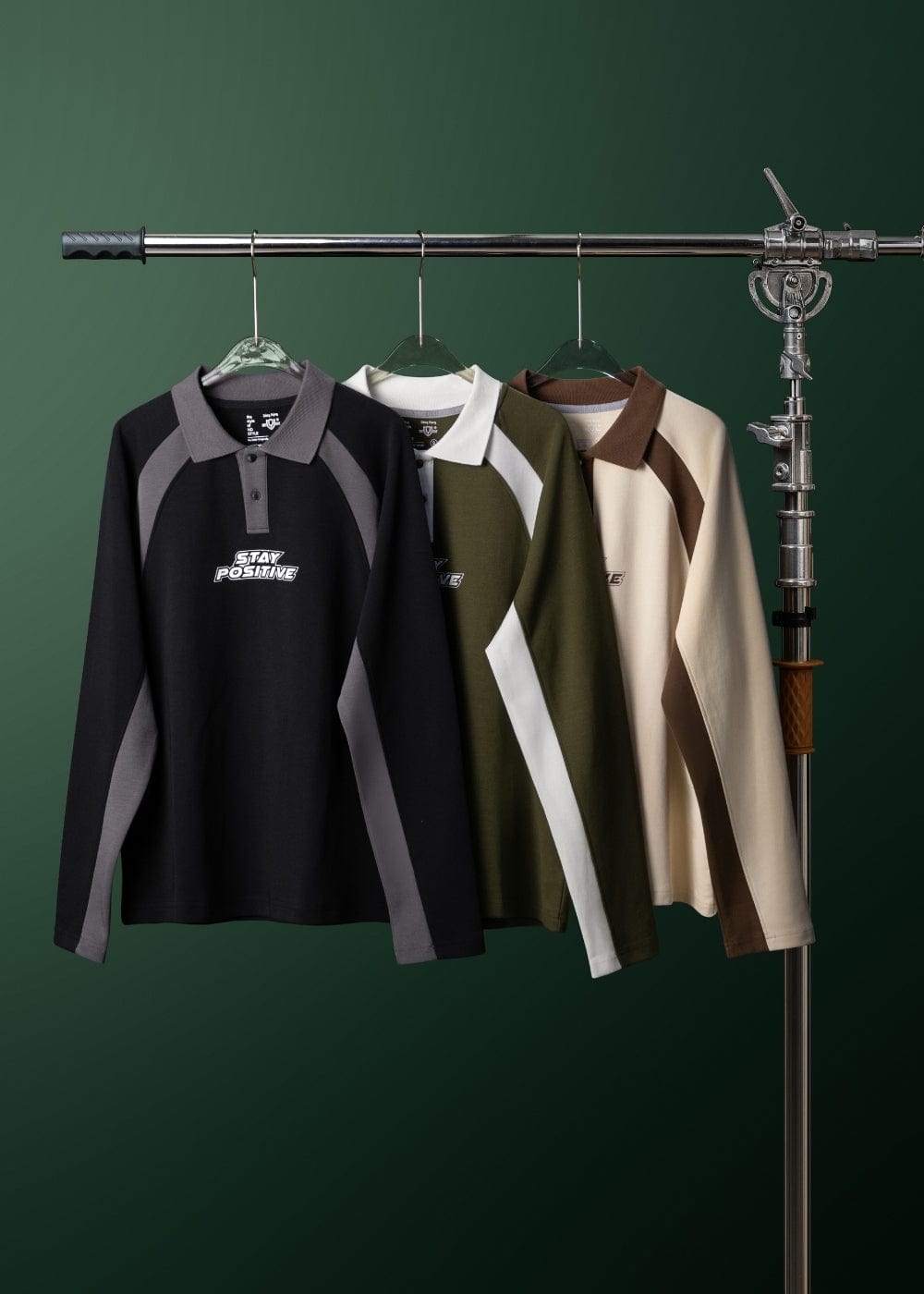 Áo Thun Tay Dài Áo Polo Sweater Cotton Phối Màu No Style M35 Đen