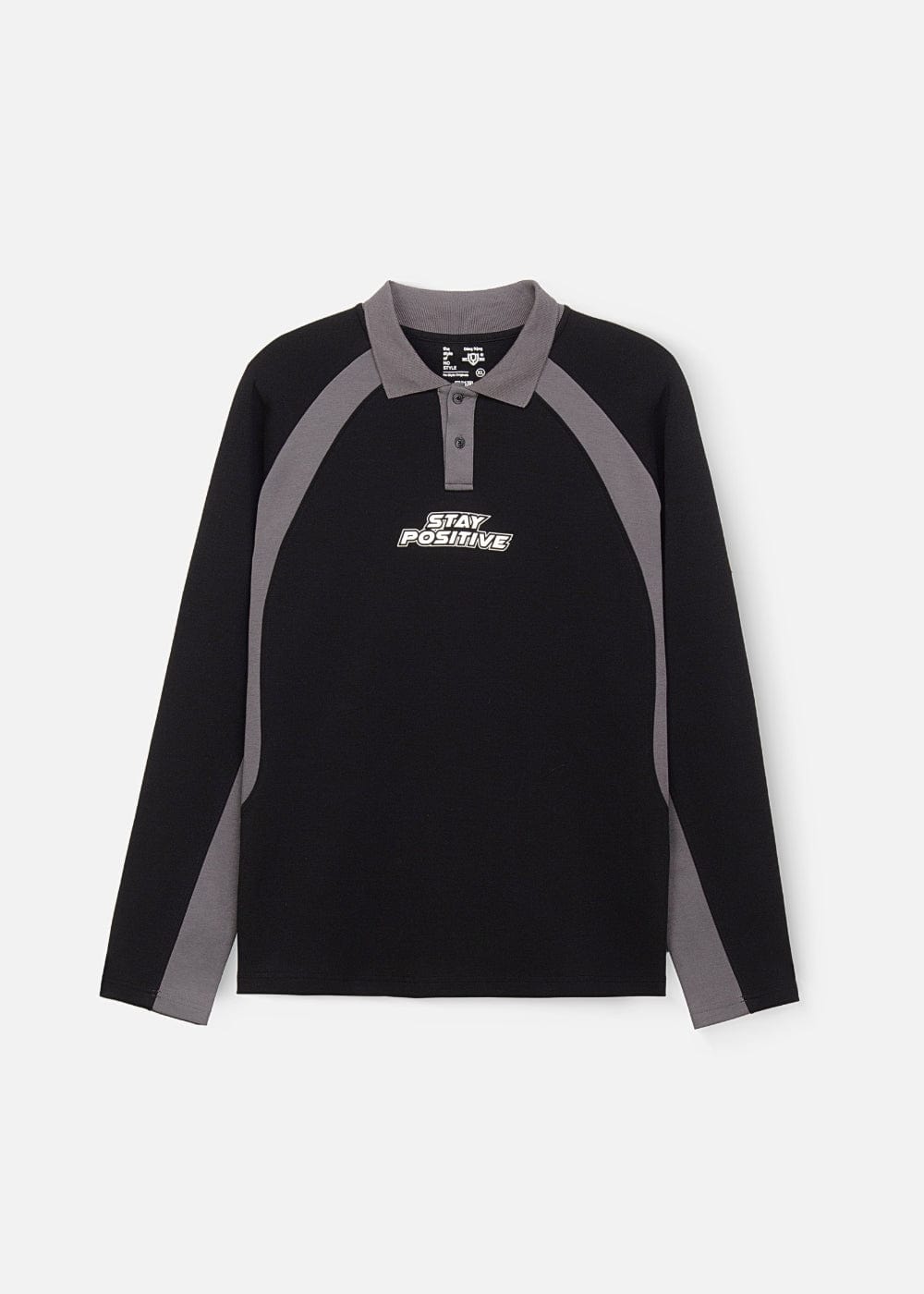 Áo Thun Tay Dài Áo Polo Sweater Cotton Phối Màu No Style M35 Đen