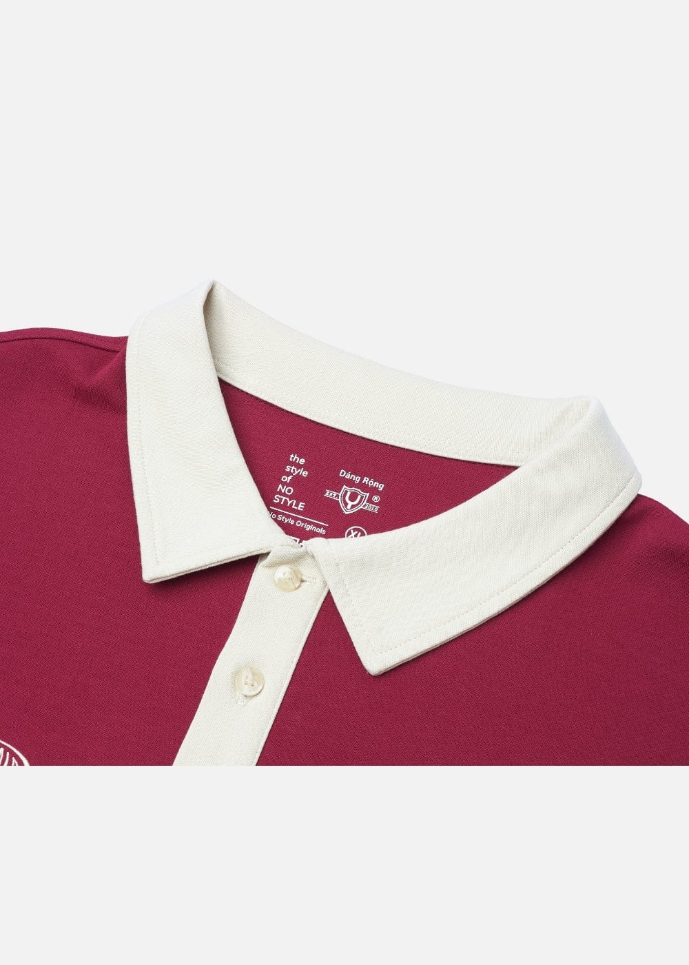 Áo Thun Tay Dài Áo Polo Sweater Cotton Phối Màu No Style M36 Đỏ