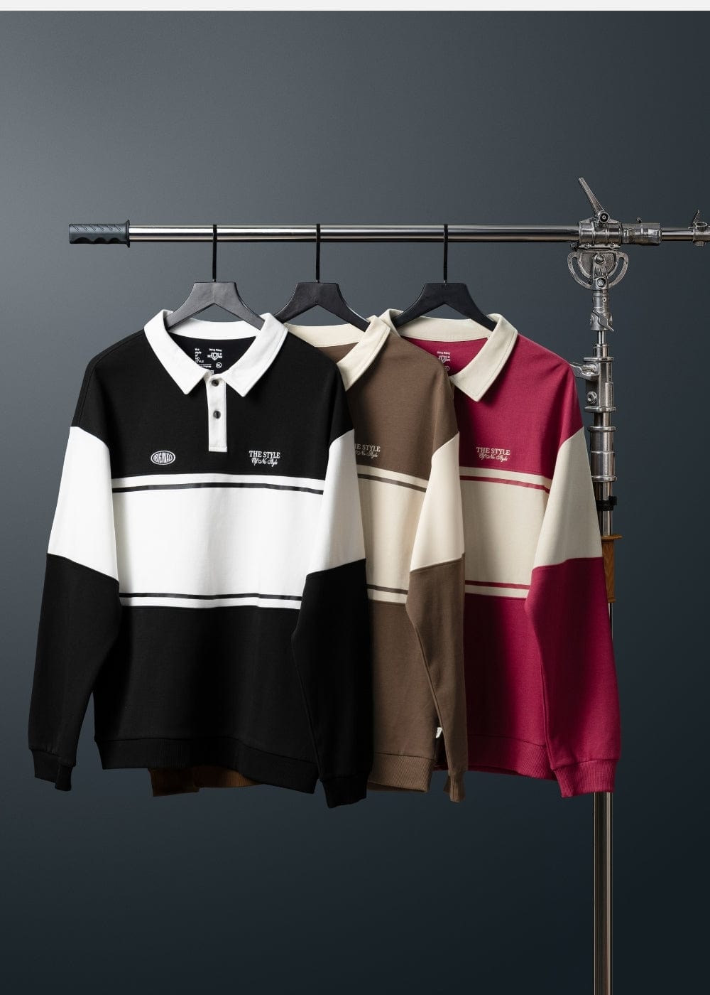 Áo Thun Tay Dài Áo Polo Sweater Cotton Phối Màu No Style M36 Nâu