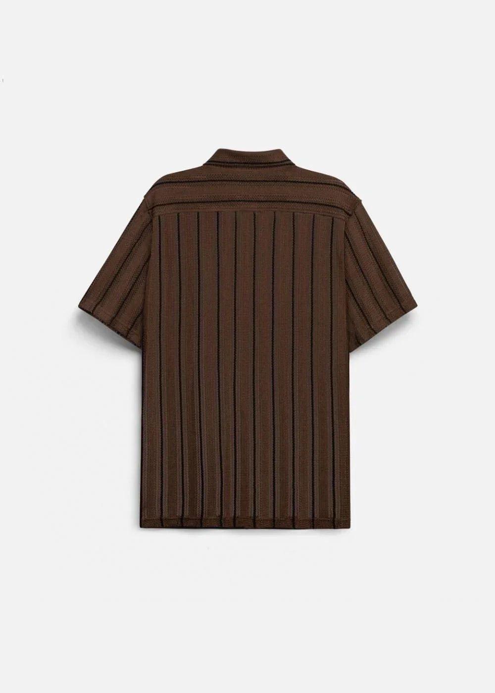 Áo Sơ Mi Lưới Họa Tiết Sọc Thoáng Mát No Style M144 Nâu Đậm - YaMe.vn