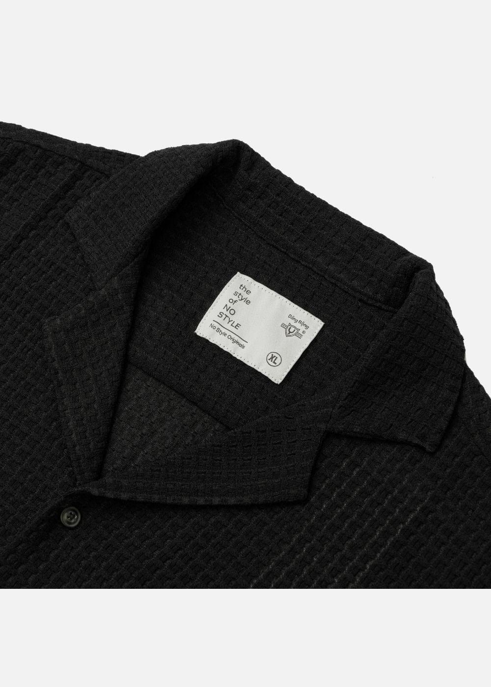 Áo Sơ Mi Cuban Họa Tiết Nổi Thoáng Mát No Style M145 Đen - YaMe.vn